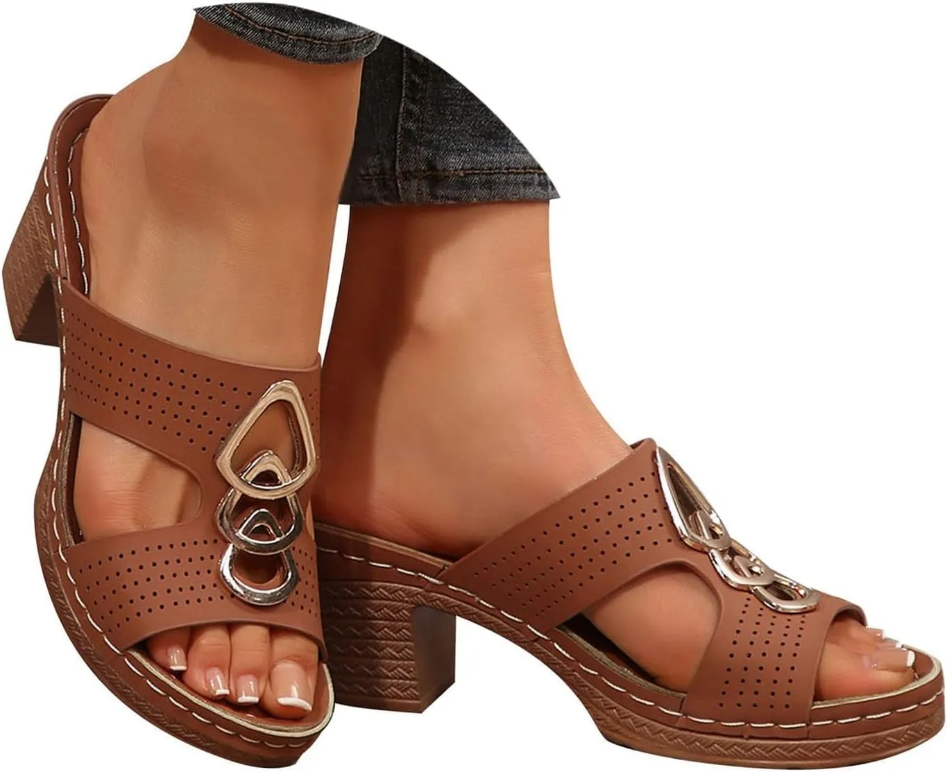 High Chunky Block Thick Heels Sandals,Square Open Toe Slingback Ankle Strap Dress Shoes Wedding Prom Party Work Heeled Sandals Comfortable Sexy Cute Thick Heels,Strappy Summer Shoe for Women