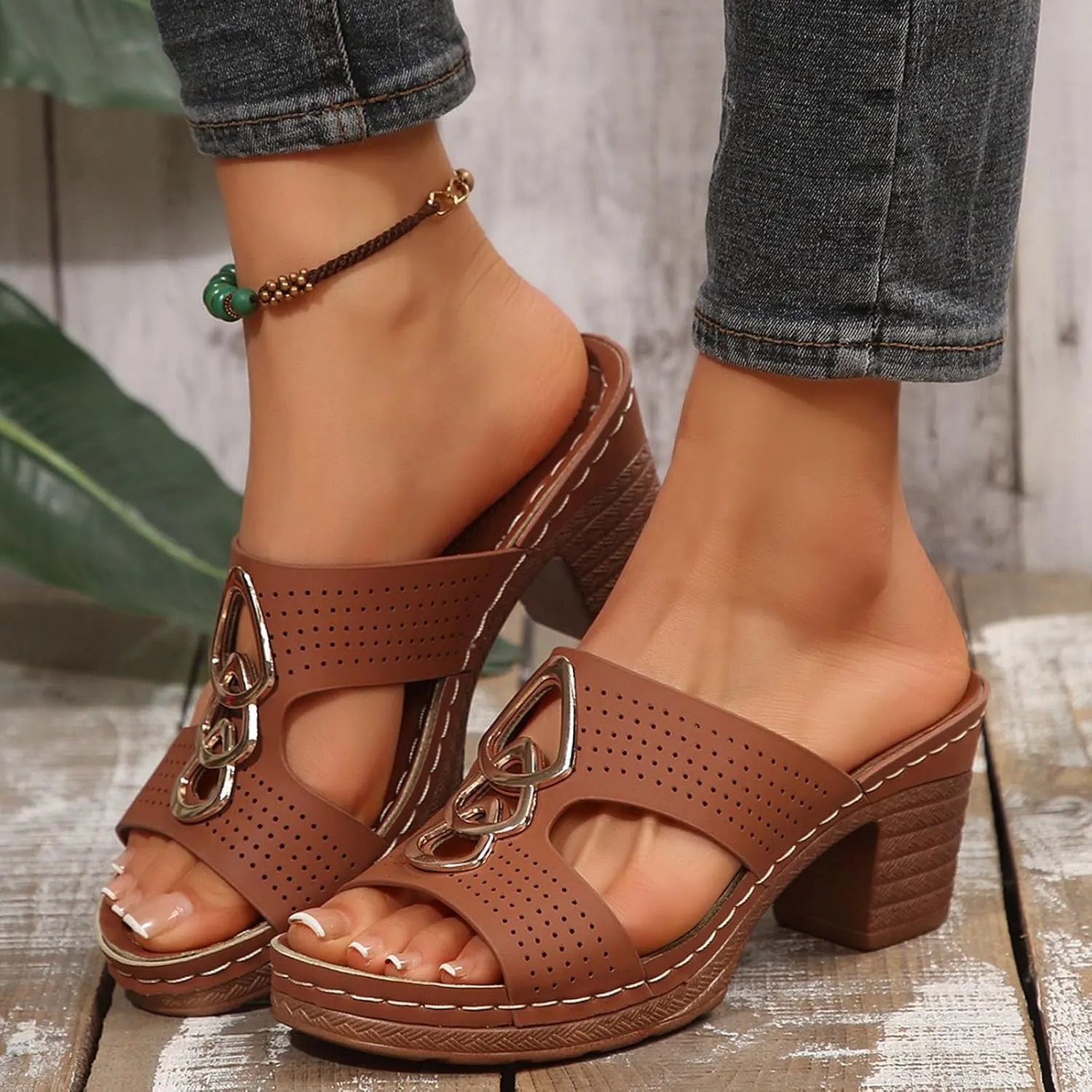 High Chunky Block Thick Heels Sandals,Square Open Toe Slingback Ankle Strap Dress Shoes Wedding Prom Party Work Heeled Sandals Comfortable Sexy Cute Thick Heels,Strappy Summer Shoe for Women