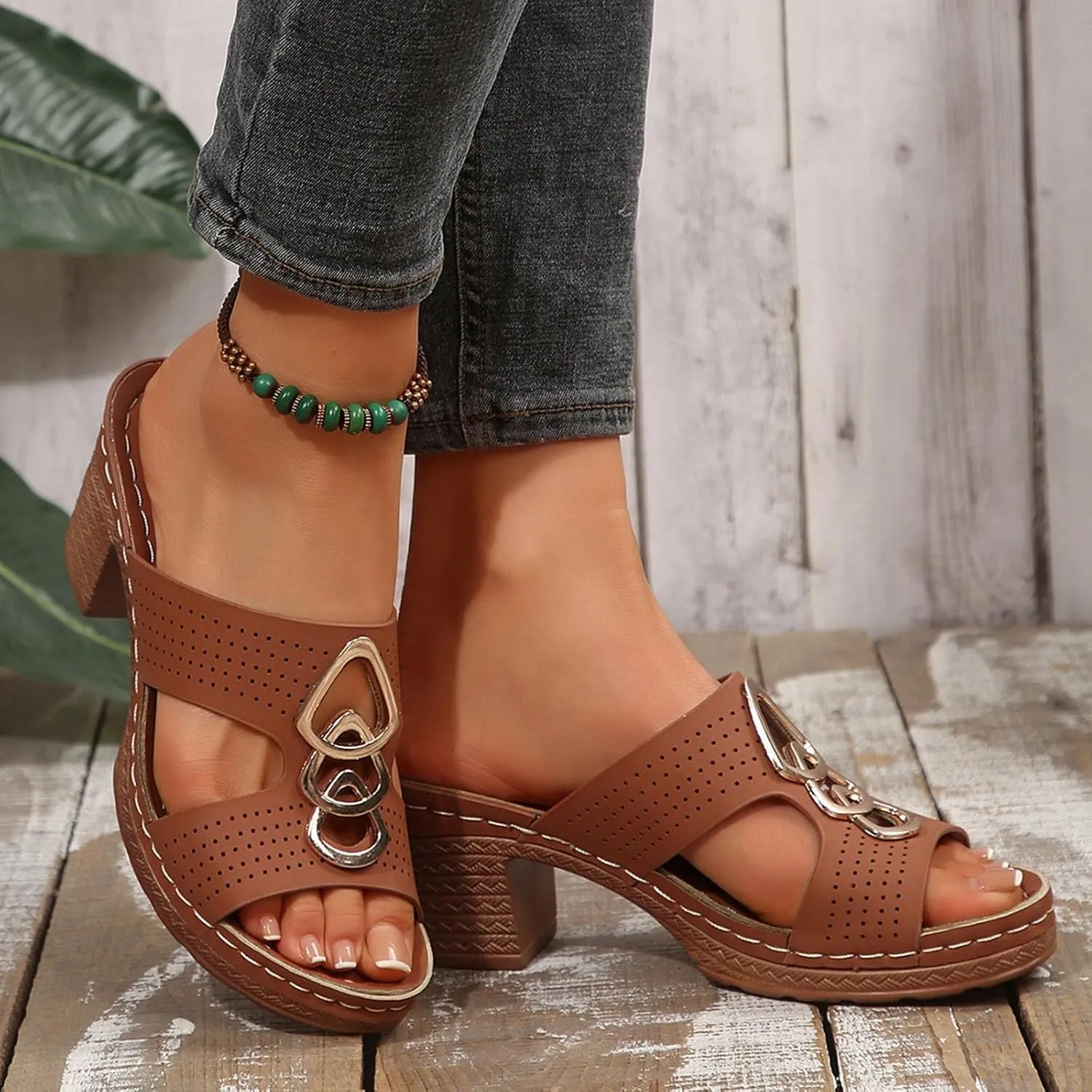 High Chunky Block Thick Heels Sandals,Square Open Toe Slingback Ankle Strap Dress Shoes Wedding Prom Party Work Heeled Sandals Comfortable Sexy Cute Thick Heels,Strappy Summer Shoe for Women