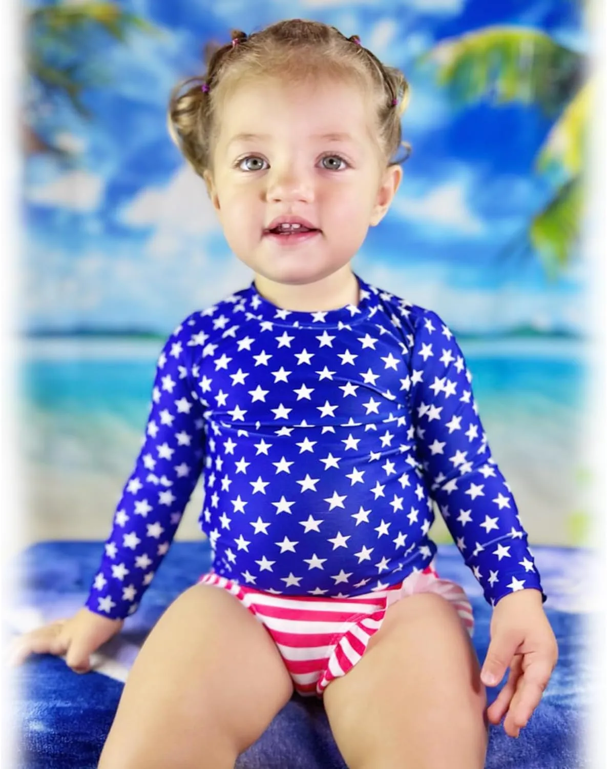 HINTINA Newborn Baby Girl Long Sleeve Swimsuit Bathing Suit with Hat