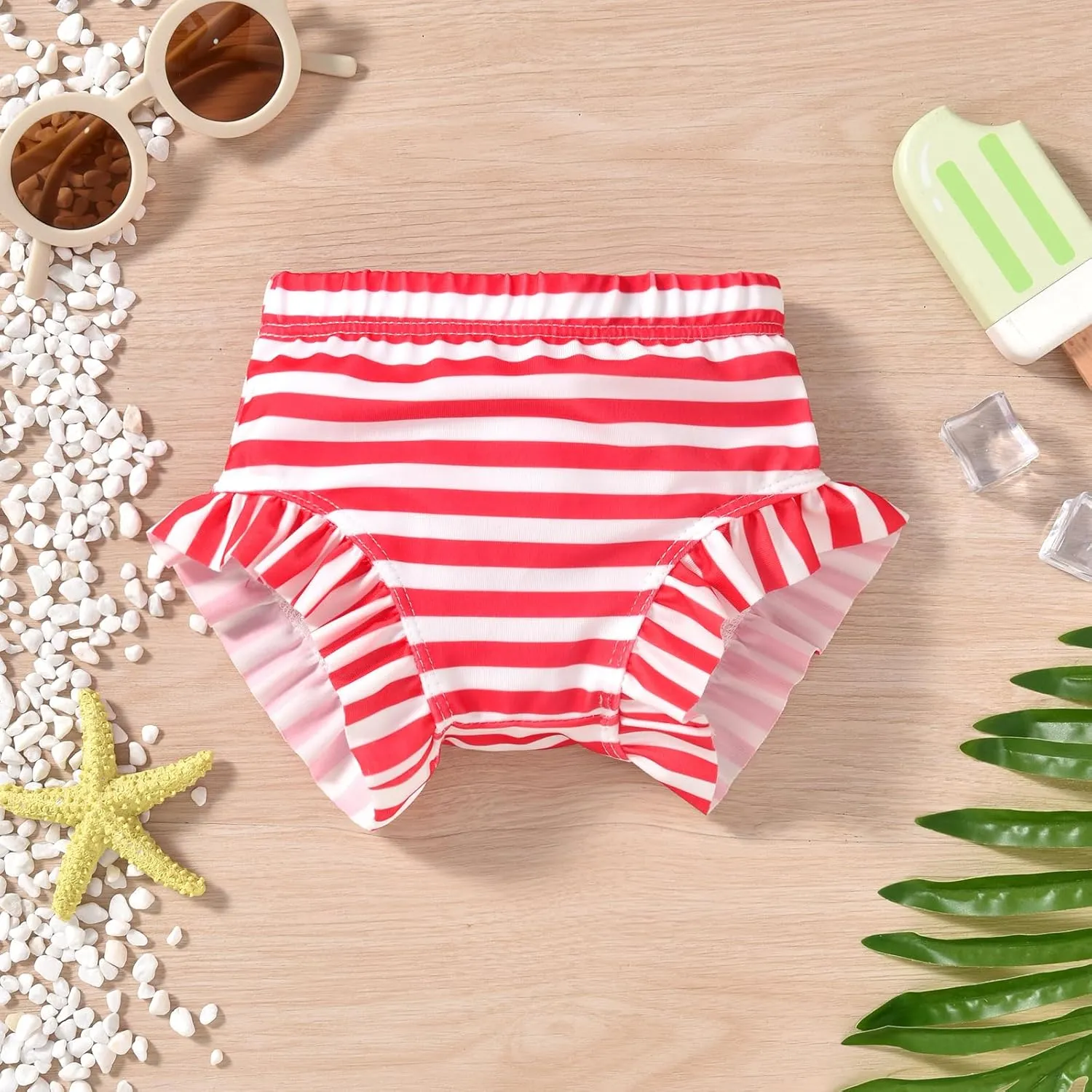 HINTINA Newborn Baby Girl Long Sleeve Swimsuit Bathing Suit with Hat
