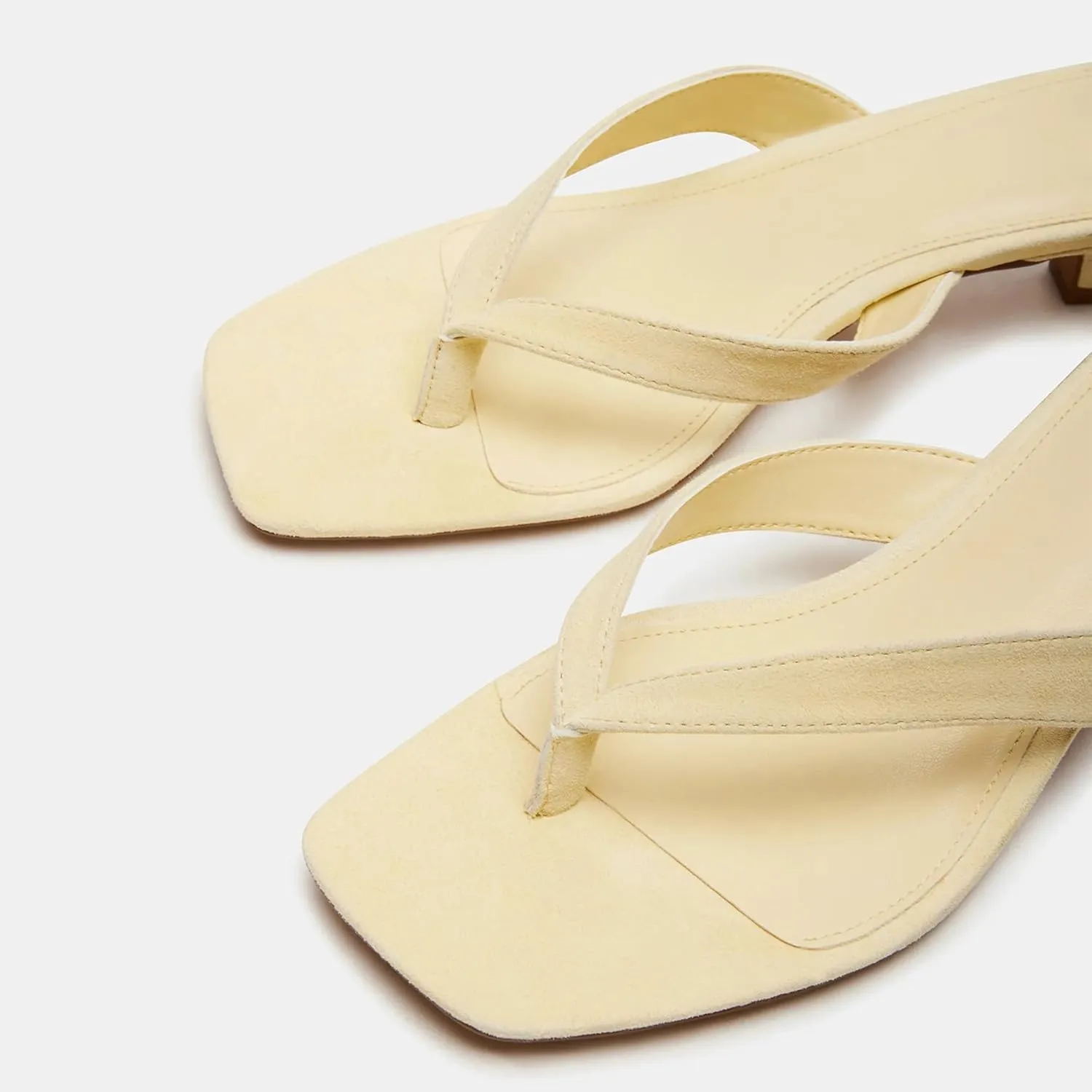 Jelly Flip Flops for Women Square Toe Thong Clear Kitten Heeled Sandals Comfortable Summer Beach Slip On Slippers Slide Shoes