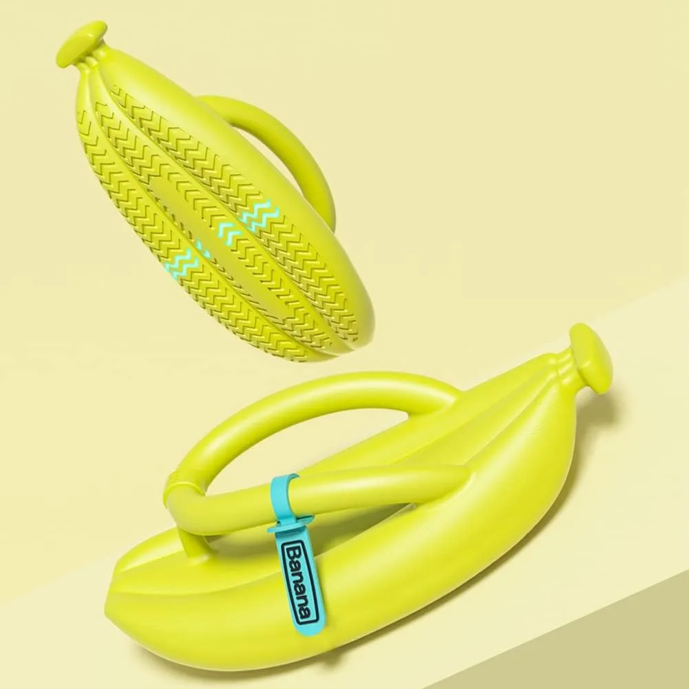 KEYUSHOP Women's Thong Sandal, Beach Pool Flip Flops For Men, Novelty Banana Flip Flops Soft Platform EVA Non-slip Cloud Slipper Unique Couple Slipper for Summer