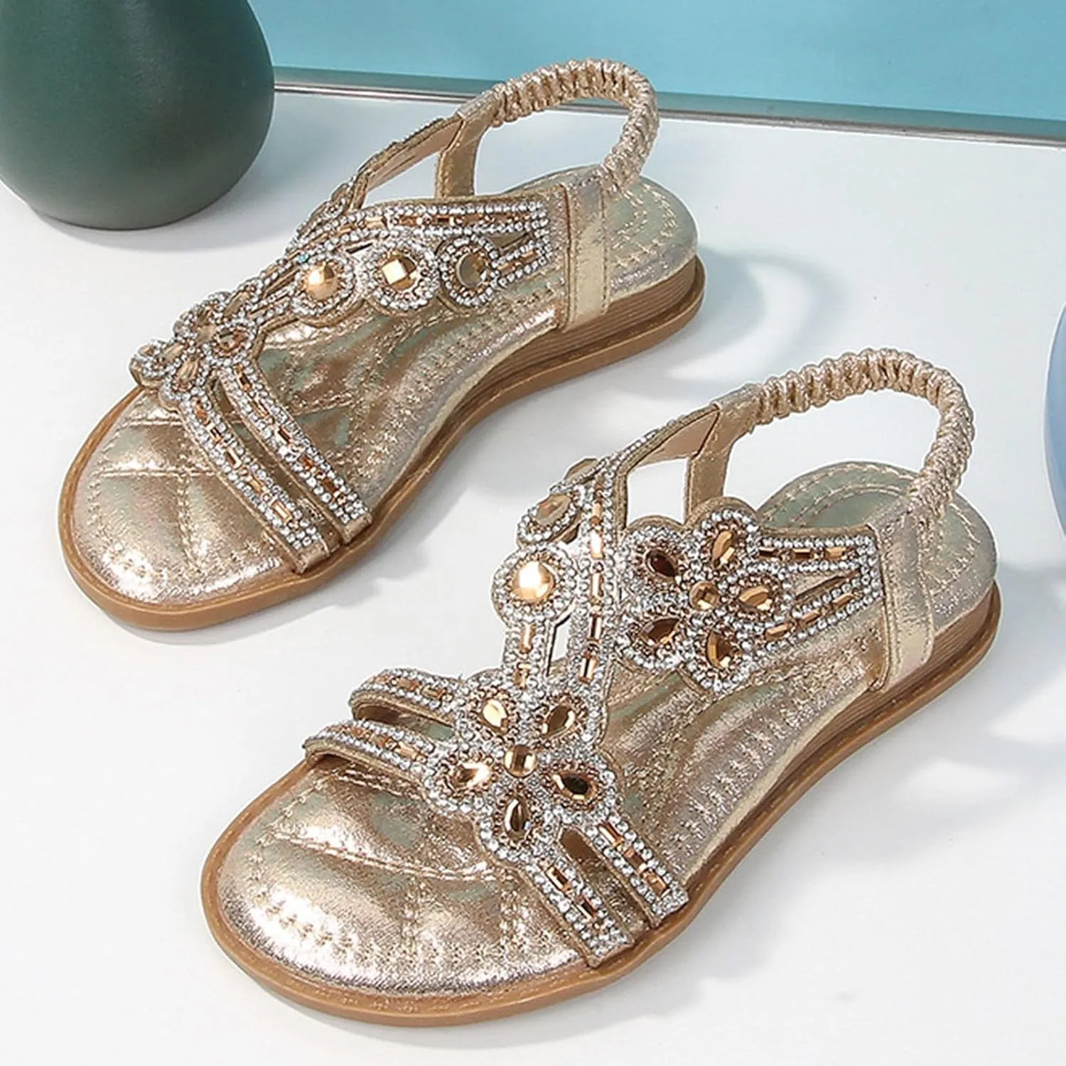 Kids Sandals Boys Girls Slide Girls Glitter Beach Shoes Shoes Flat Summer Glitter Boho Comfortable Sandals With Rhinestones Closed Toe Princess Costume Summer Dress