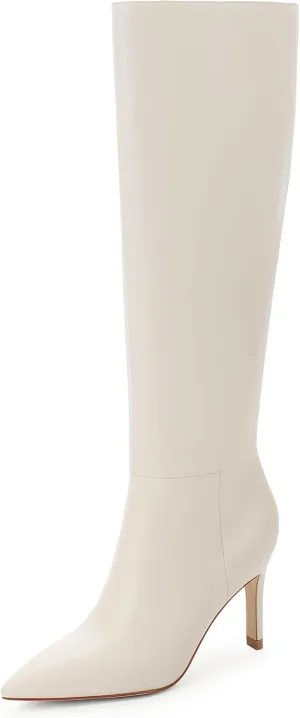 Knee High Boots Women Pointed Toe Tall Boots 3 In Stiletto High Heel Long Boots Side Zipper Dress Knee High Boots