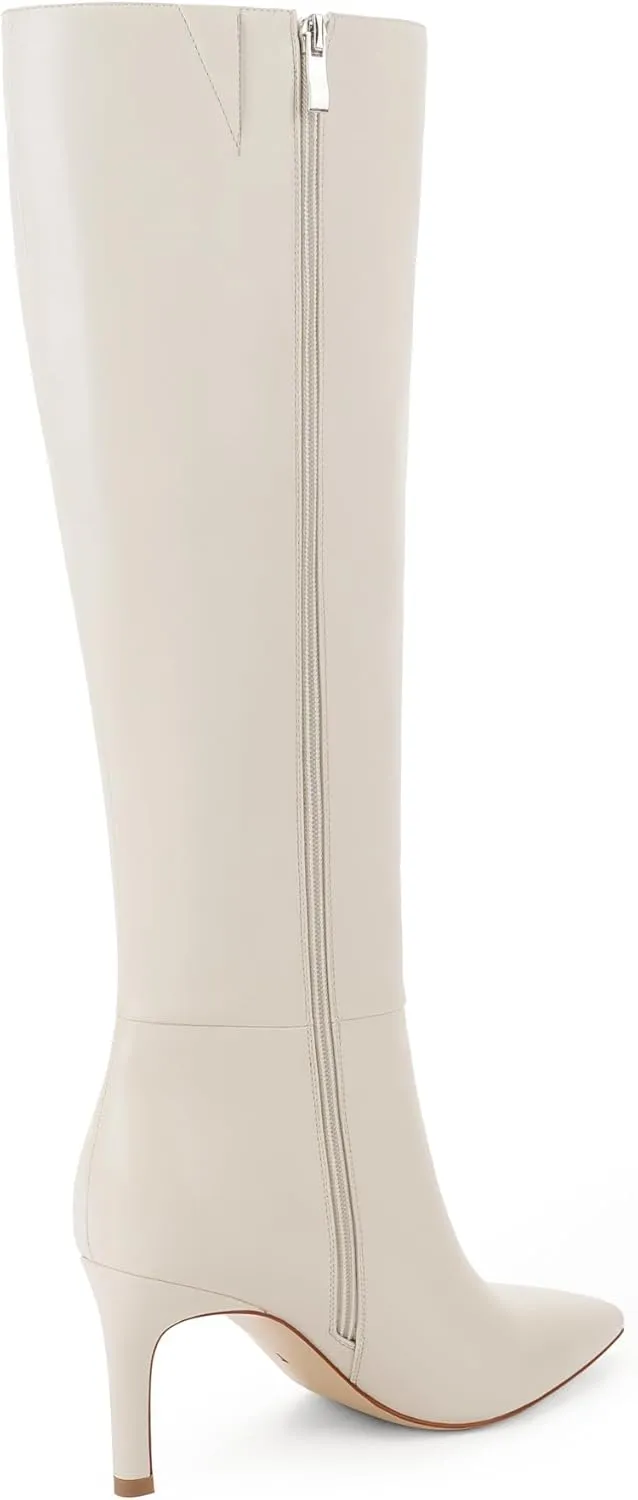 Knee High Boots Women Pointed Toe Tall Boots 3 In Stiletto High Heel Long Boots Side Zipper Dress Knee High Boots