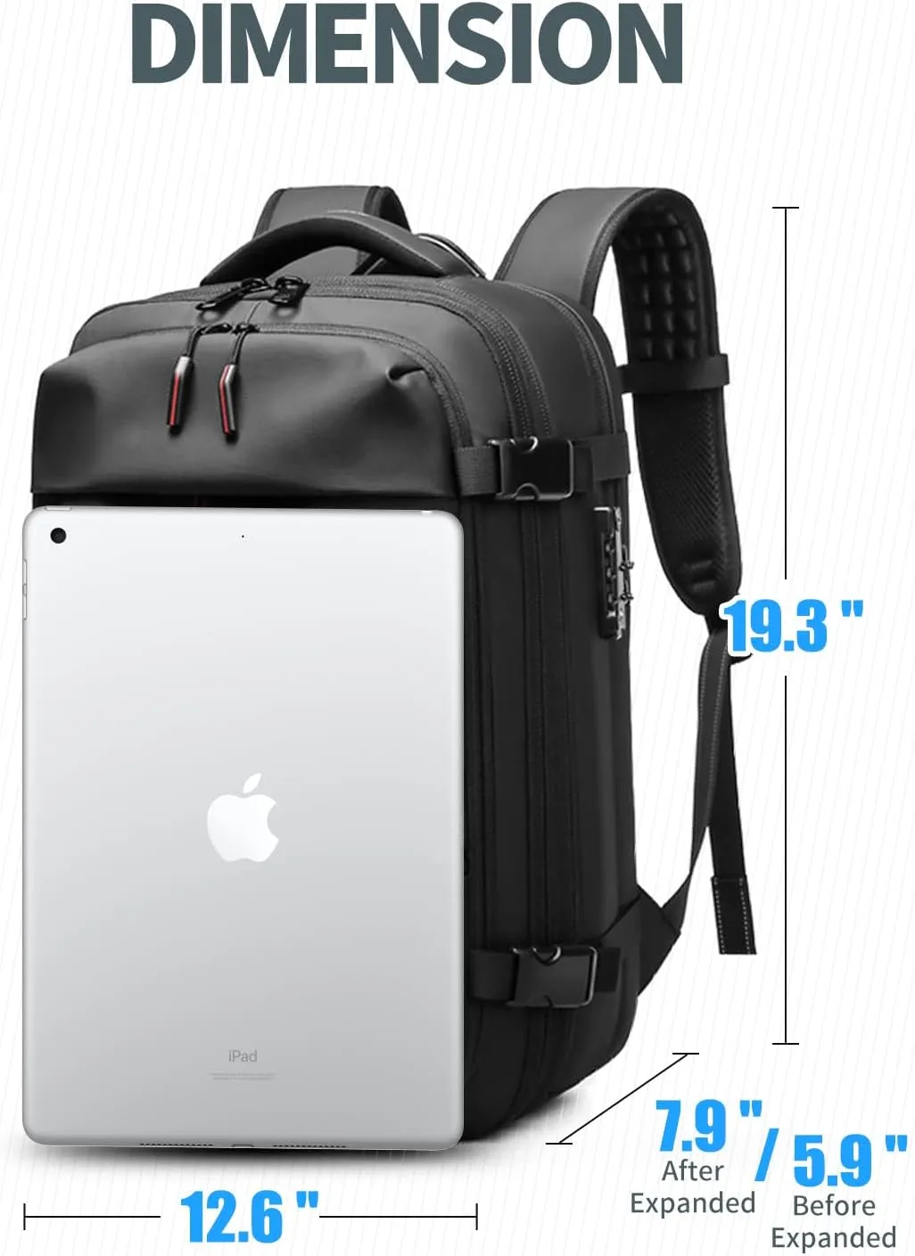 Kuvictewl Vacuum Backpack, Travel Backpack with Vacuum System, Airback Vacuum Seal Compression Backpack with Pump for Travel, Water Resistant, 60L Exapandable, TSA Lock