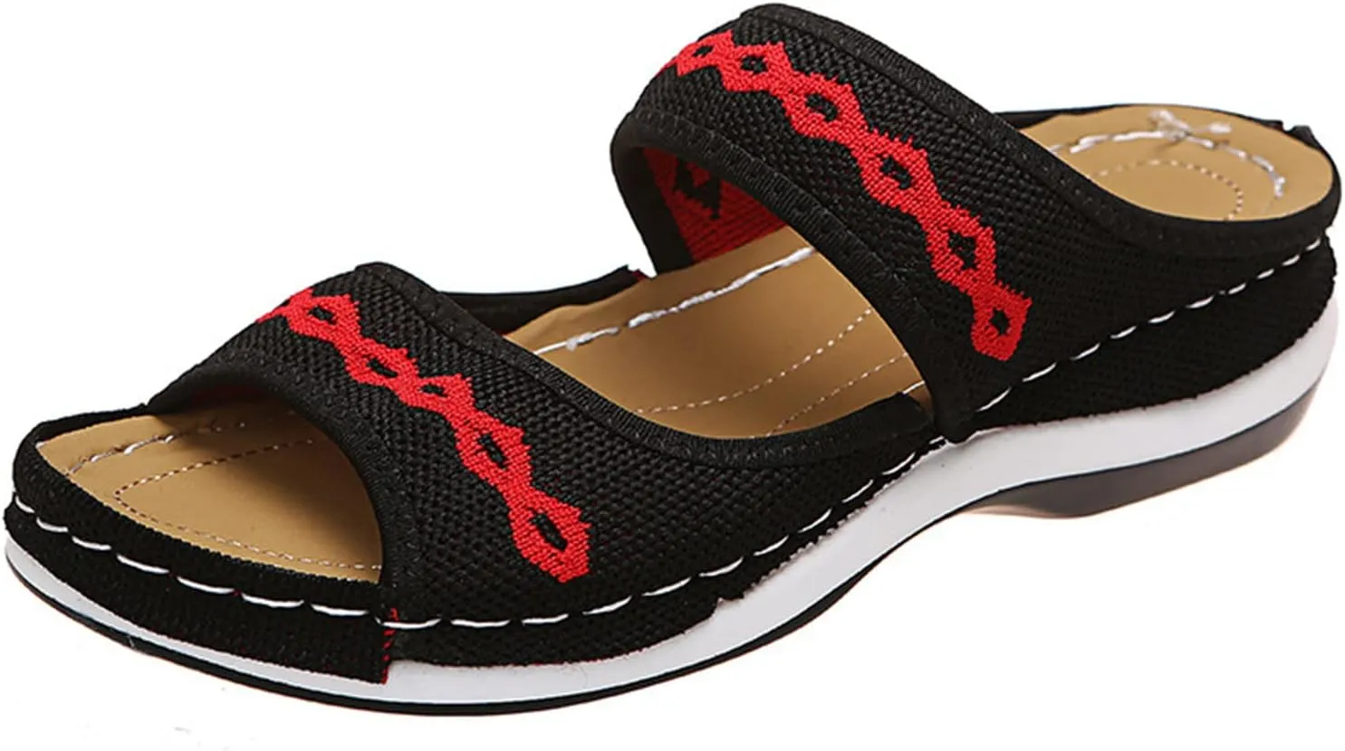 Ladmiple Fashion Sandals Women Dressy Summer Flat Orthotic Slides Comfortable Walking Orthopedic Flip Flops with Arch Support