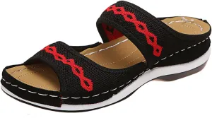 Ladmiple Fashion Sandals Women Dressy Summer Flat Orthotic Slides Comfortable Walking Orthopedic Flip Flops with Arch Support
