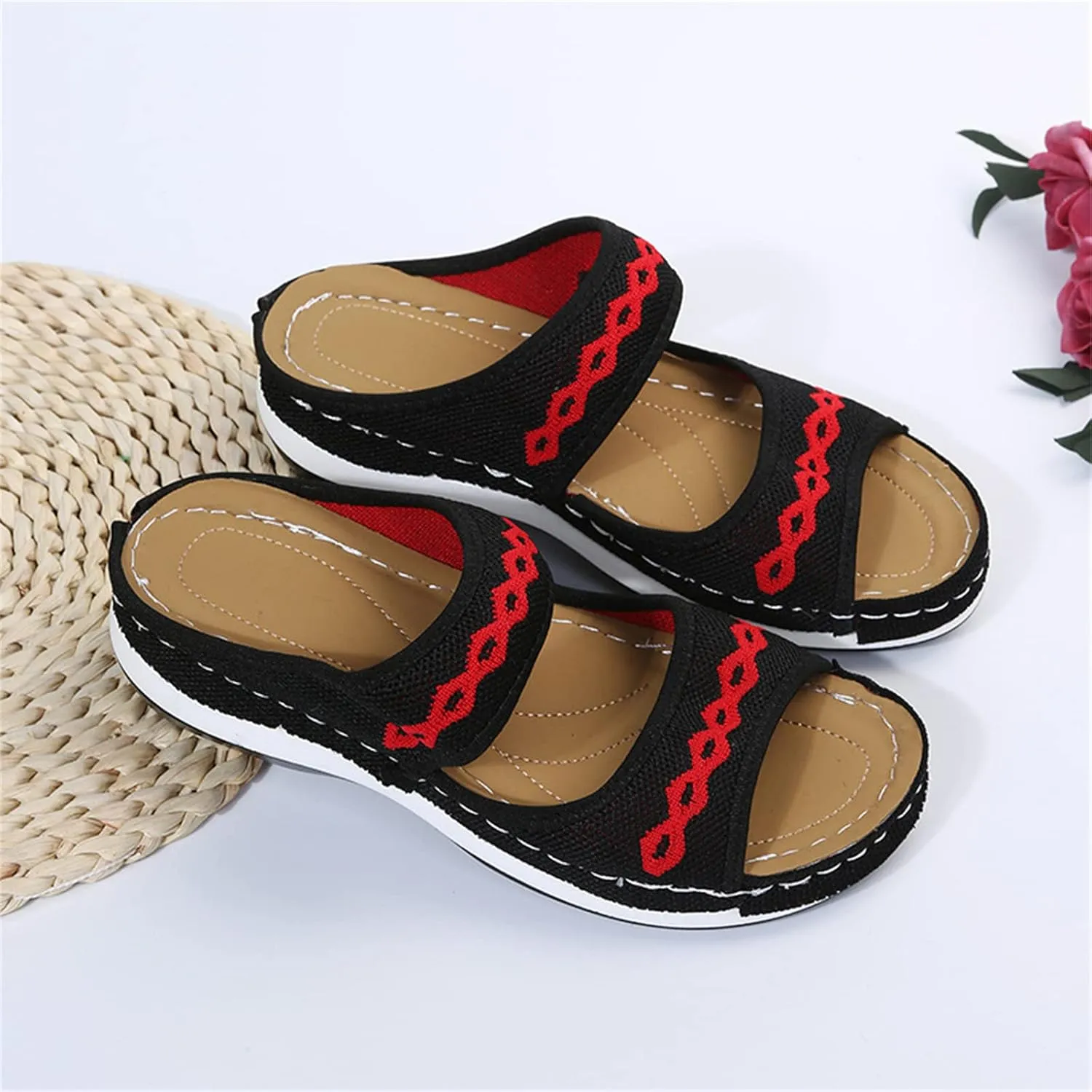Ladmiple Fashion Sandals Women Dressy Summer Flat Orthotic Slides Comfortable Walking Orthopedic Flip Flops with Arch Support