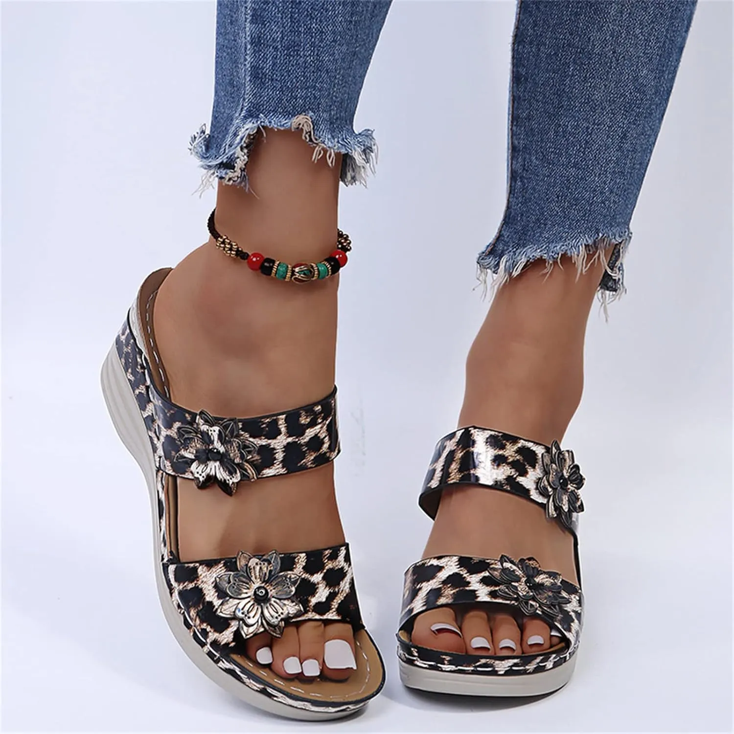 Ladmiple Sandals for Women 2023 Comfortable Orthopedic Sandals Arch Support Wedge Slipper Roman Flip Flop Slip On Sandal