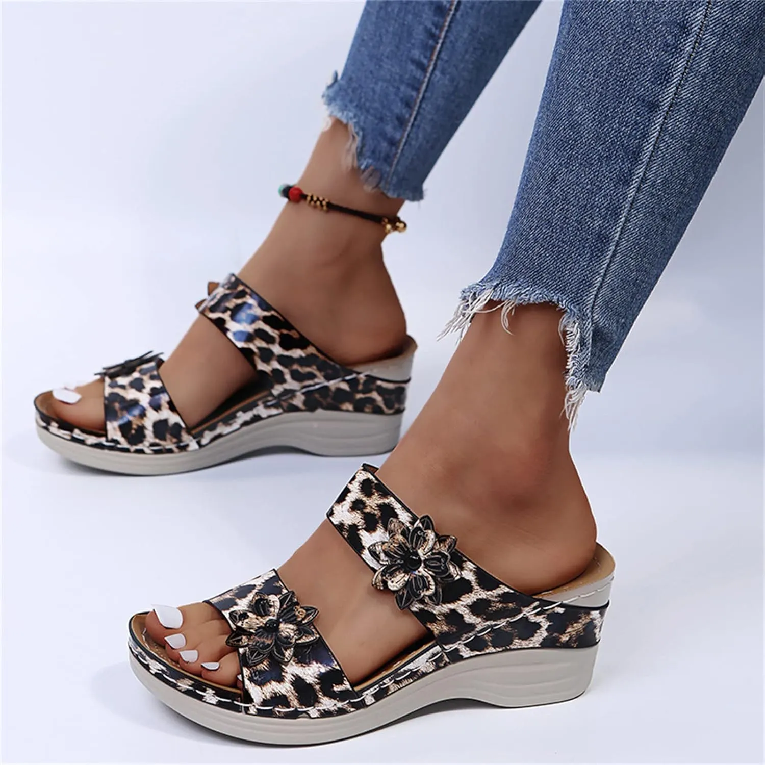 Ladmiple Sandals for Women 2023 Comfortable Orthopedic Sandals Arch Support Wedge Slipper Roman Flip Flop Slip On Sandal