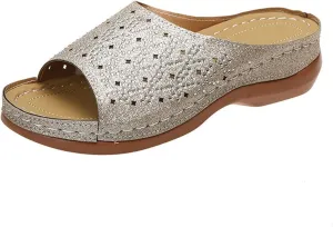 Ladmiple Sandals for Women Casual Summer Womens Sparkly Orthopedic Sandal Arch Support Roman Open Toe Flip Flop Shoes
