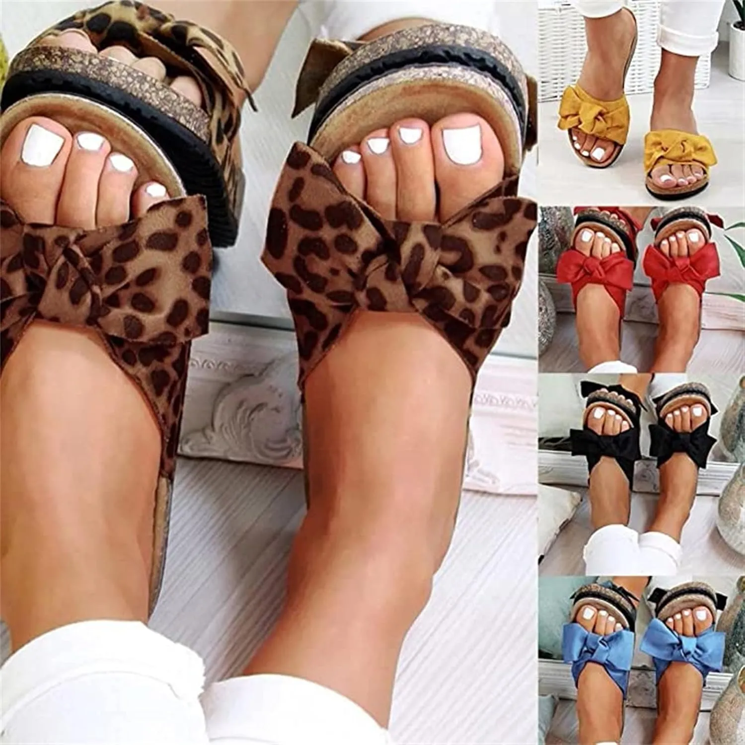 Ladmiple Sandals for Women Flat,Womens Casual Open Toe Flats Sandal Flip-Flops Sandals Beach Summer Travel Shoes Slippers