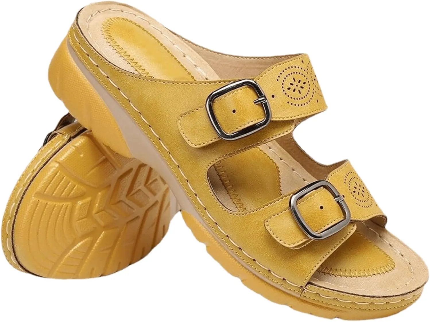 Ladmiple Sandals Women Beach Vacation Comfort Slip On Orthotic Flip Flops Casual Summer Orthopedic Slides With Arch Support