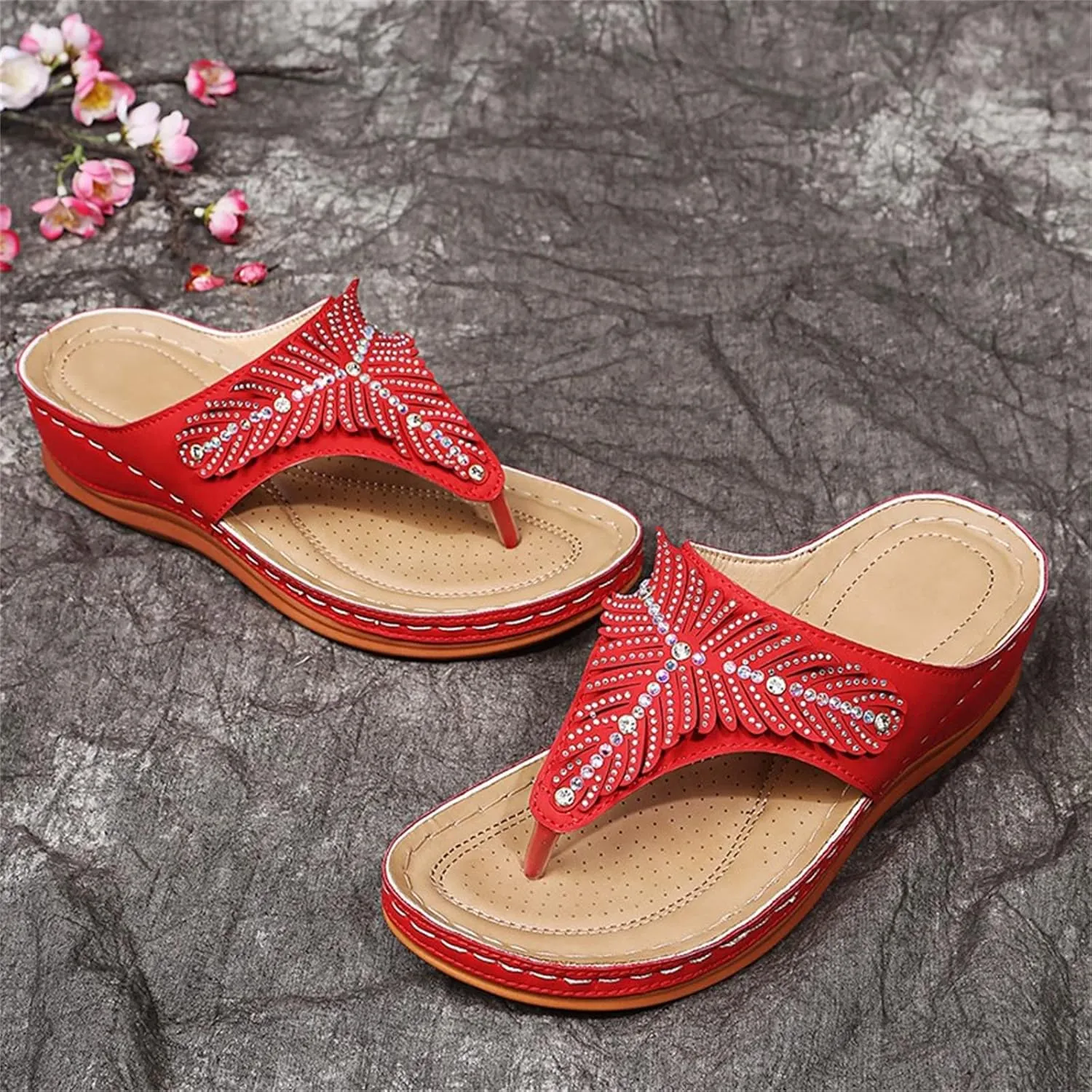 Ladmiple Sandals Women Dressy Comfortable Flat Orthotic Flips Flops Arch Support Plantar Fasciitis Walking Orthopedic Slides