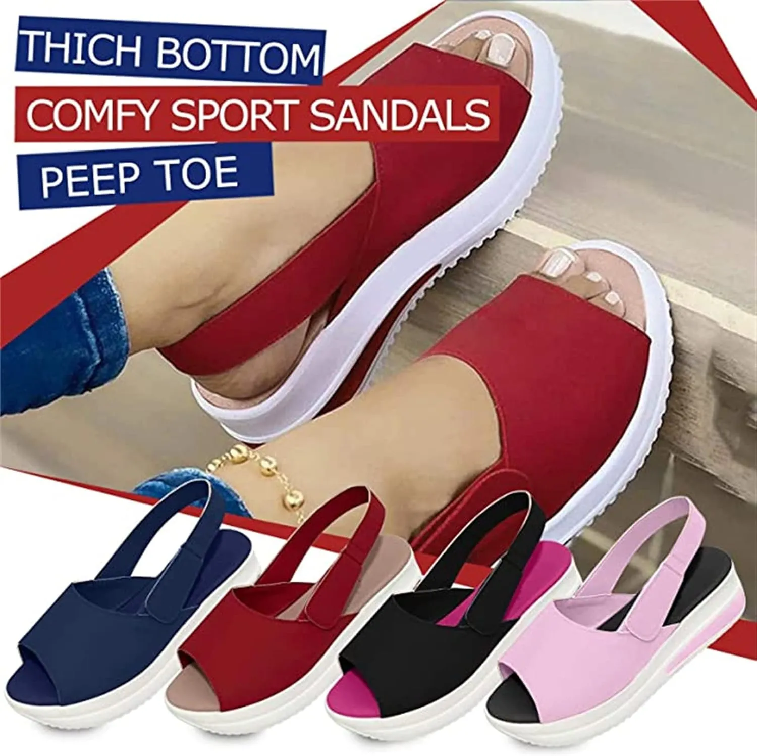 Ladmiple Sandals Women Dressy Summer 2023 Fashion Comfortable Ring Toe Slip On Sandal Causal Beach Travel Platform Shoes