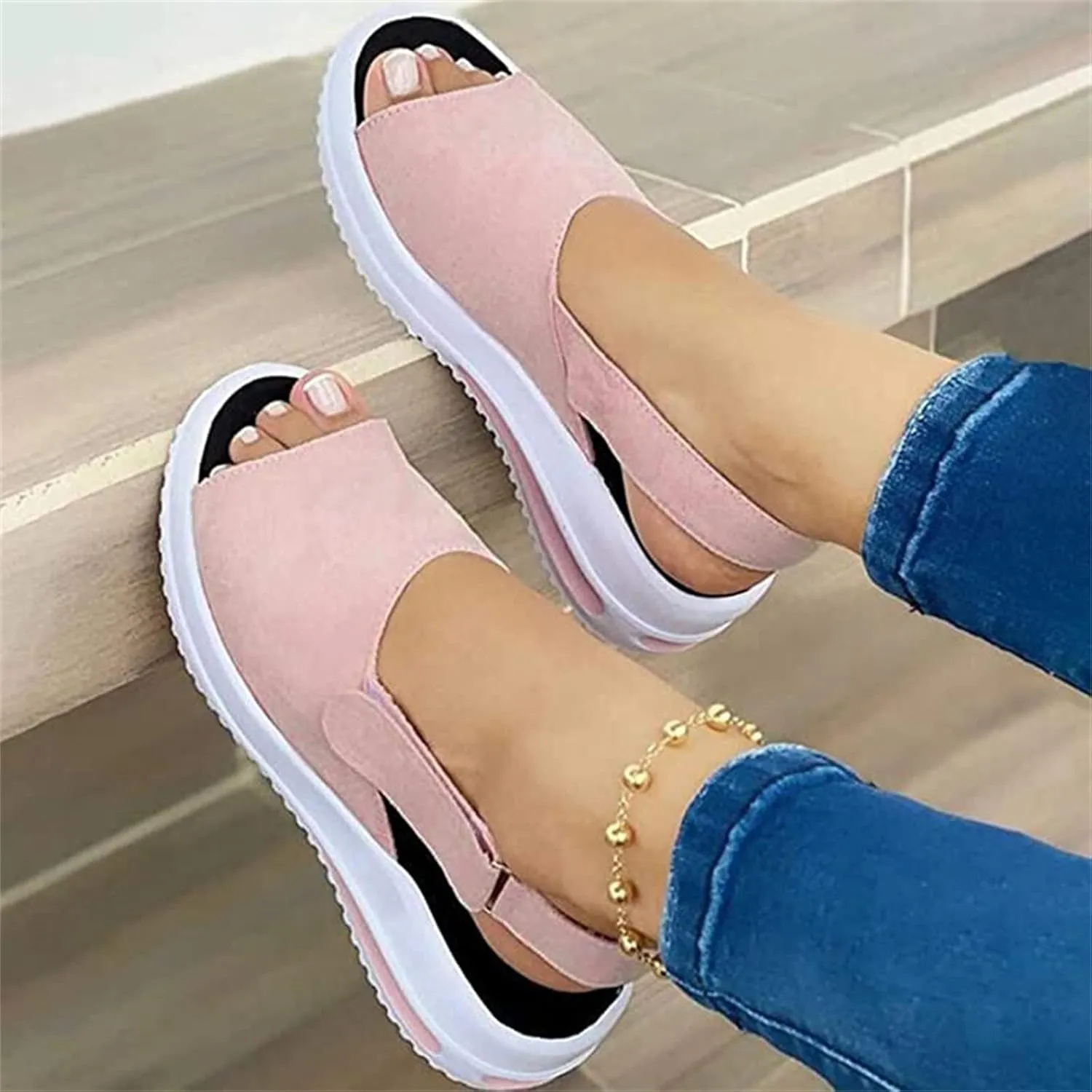 Ladmiple Sandals Women Dressy Summer 2023 Fashion Comfortable Ring Toe Slip On Sandal Causal Beach Travel Platform Shoes