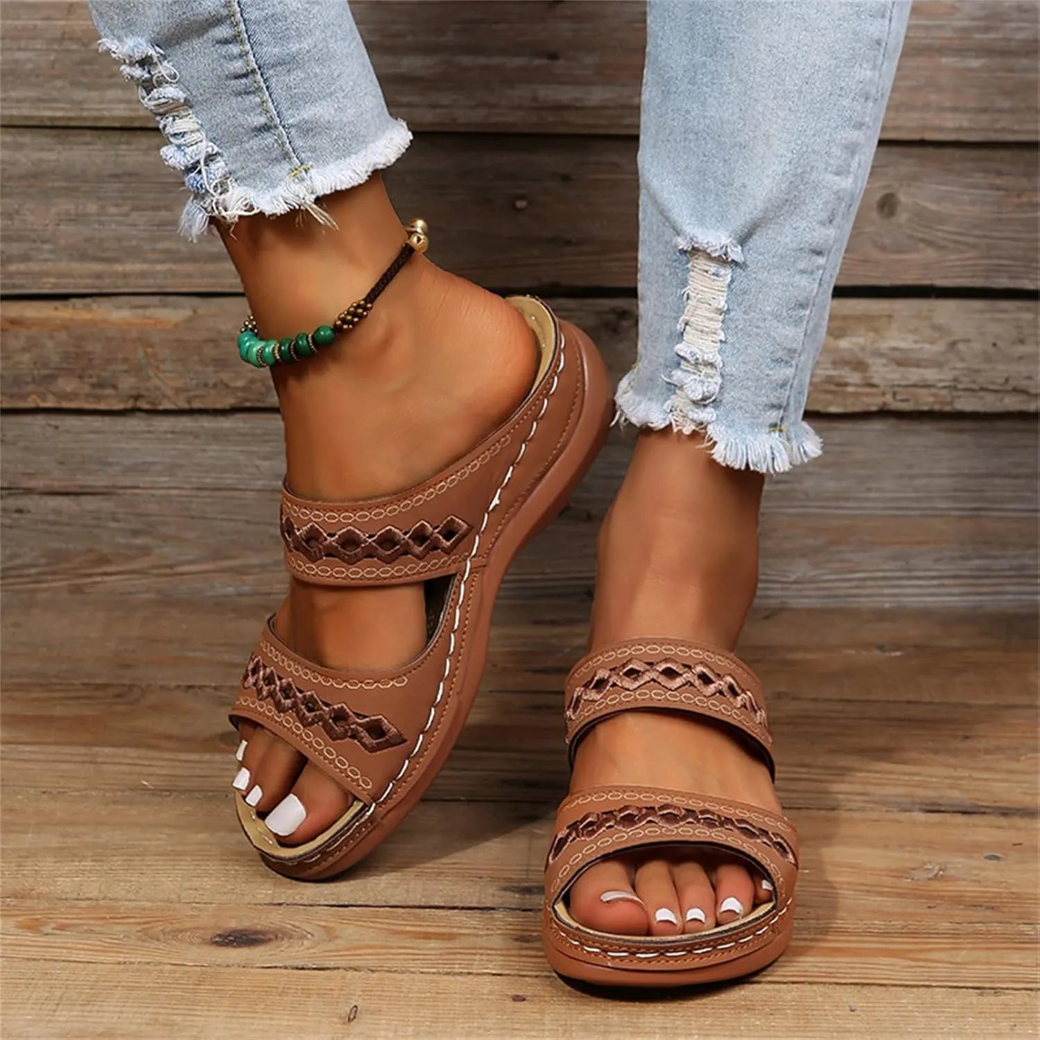 Ladmiple Sandals Women Dressy Summer Flat Cute Casual Beach Shoes Comfortable Orthopedic Slippers Slip On Orthotic Flip Flops