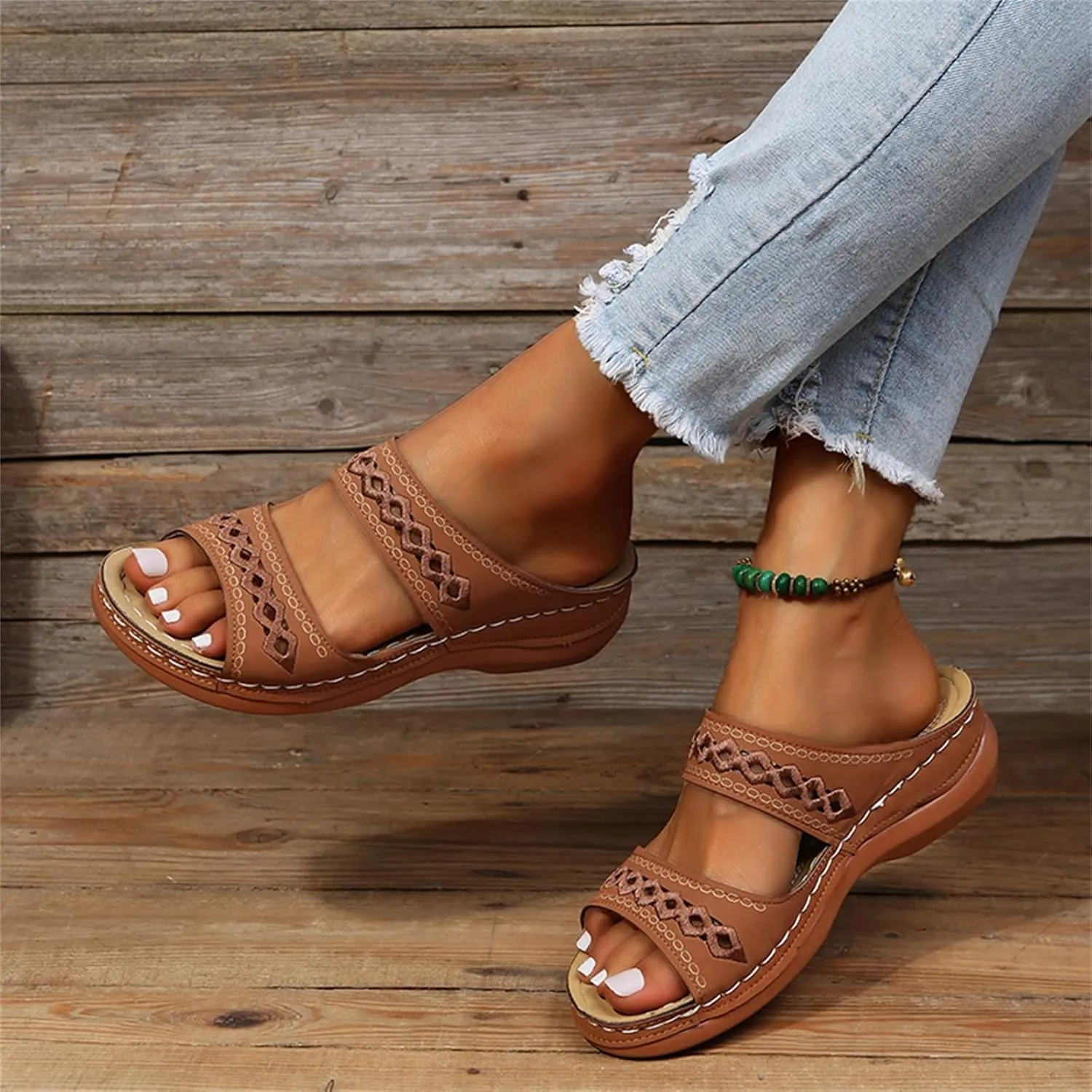Ladmiple Sandals Women Dressy Summer Flat Cute Casual Beach Shoes Comfortable Orthopedic Slippers Slip On Orthotic Flip Flops