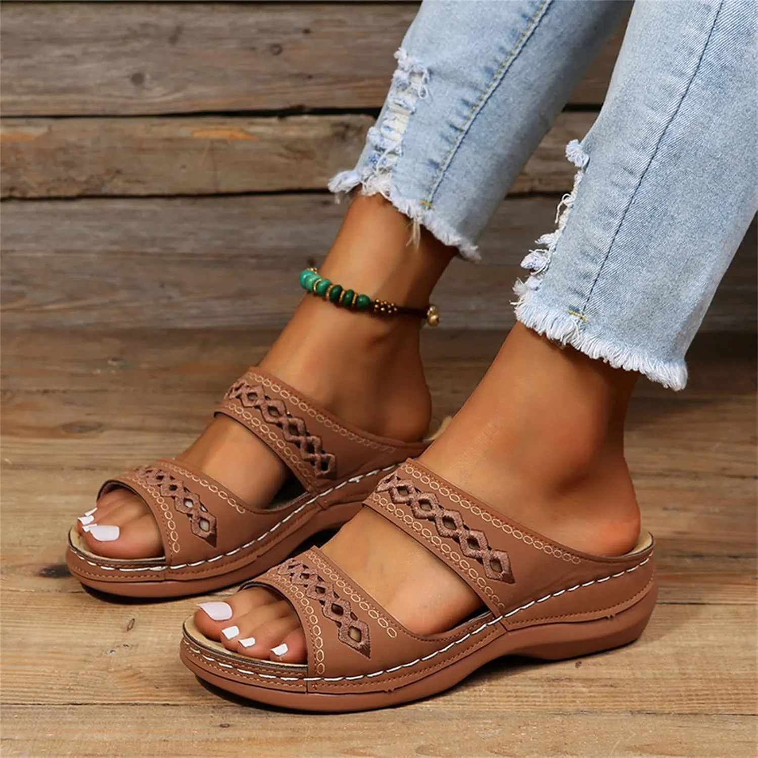 Ladmiple Sandals Women Dressy Summer Flat Cute Casual Beach Shoes Comfortable Orthopedic Slippers Slip On Orthotic Flip Flops