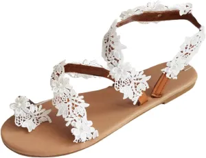 Ladmiple Sandals Women Dressy,Womens 2023 Flats Sandal Open Toe Slippers Flip Flops Summer Casual Boho Roman Beach Shoes
