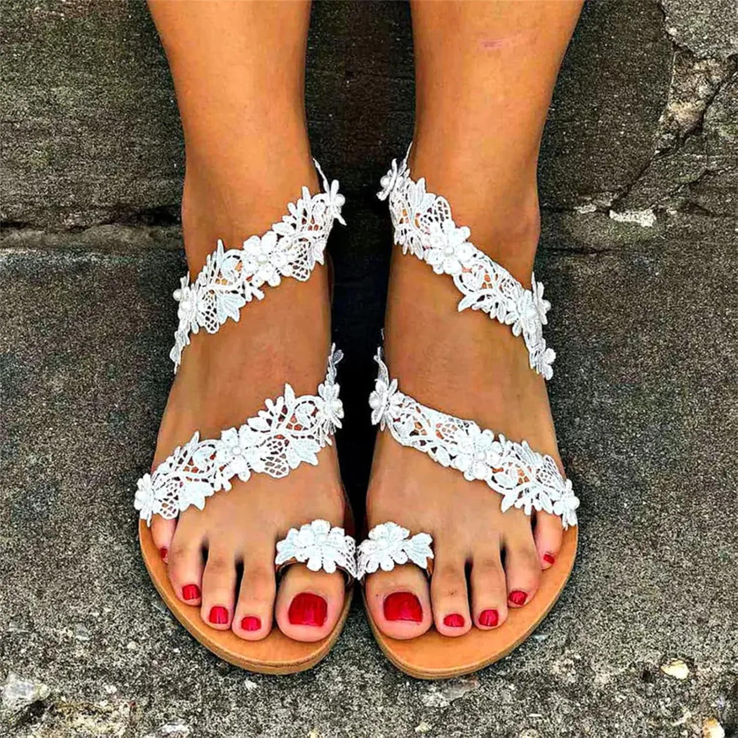 Ladmiple Sandals Women Dressy,Womens 2023 Flats Sandal Open Toe Slippers Flip Flops Summer Casual Boho Roman Beach Shoes