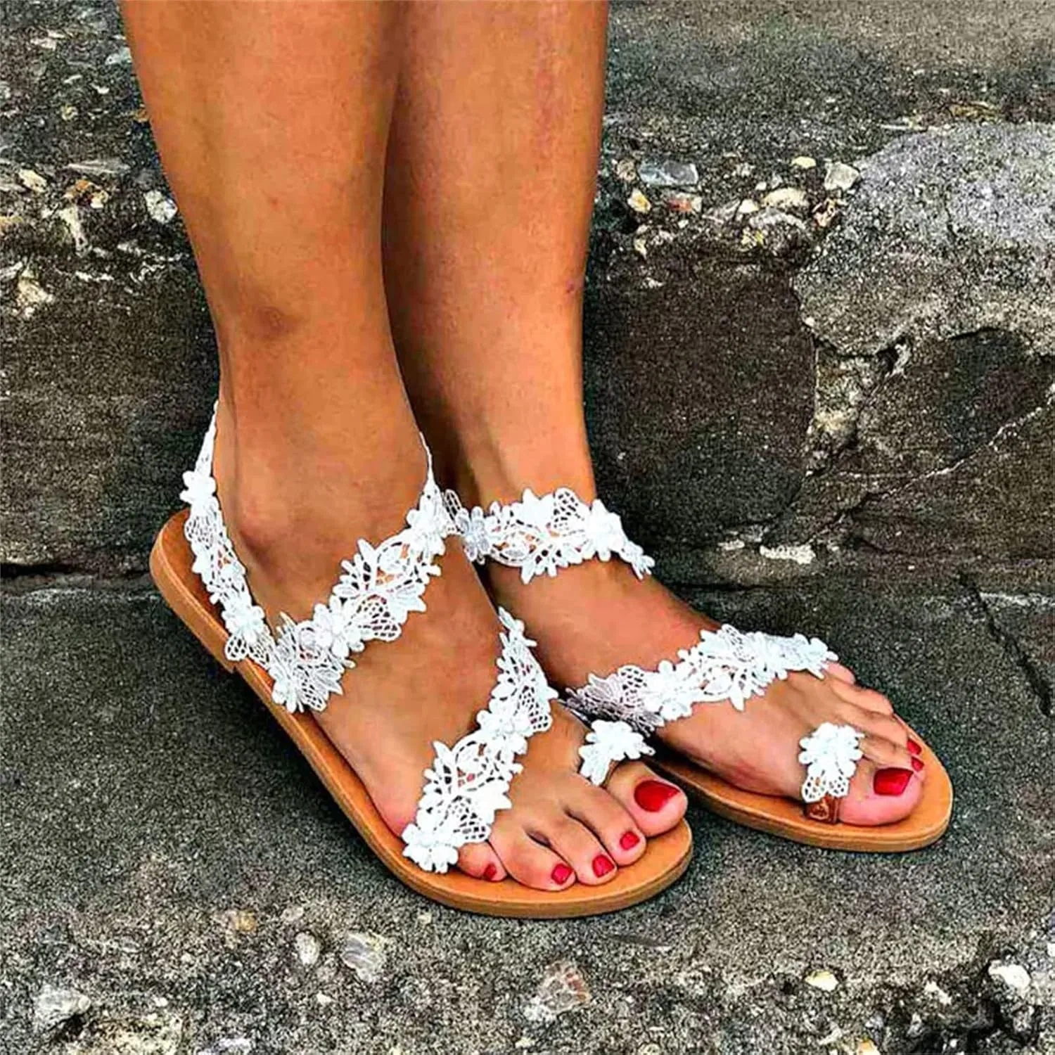 Ladmiple Sandals Women Dressy,Womens 2023 Flats Sandal Open Toe Slippers Flip Flops Summer Casual Boho Roman Beach Shoes