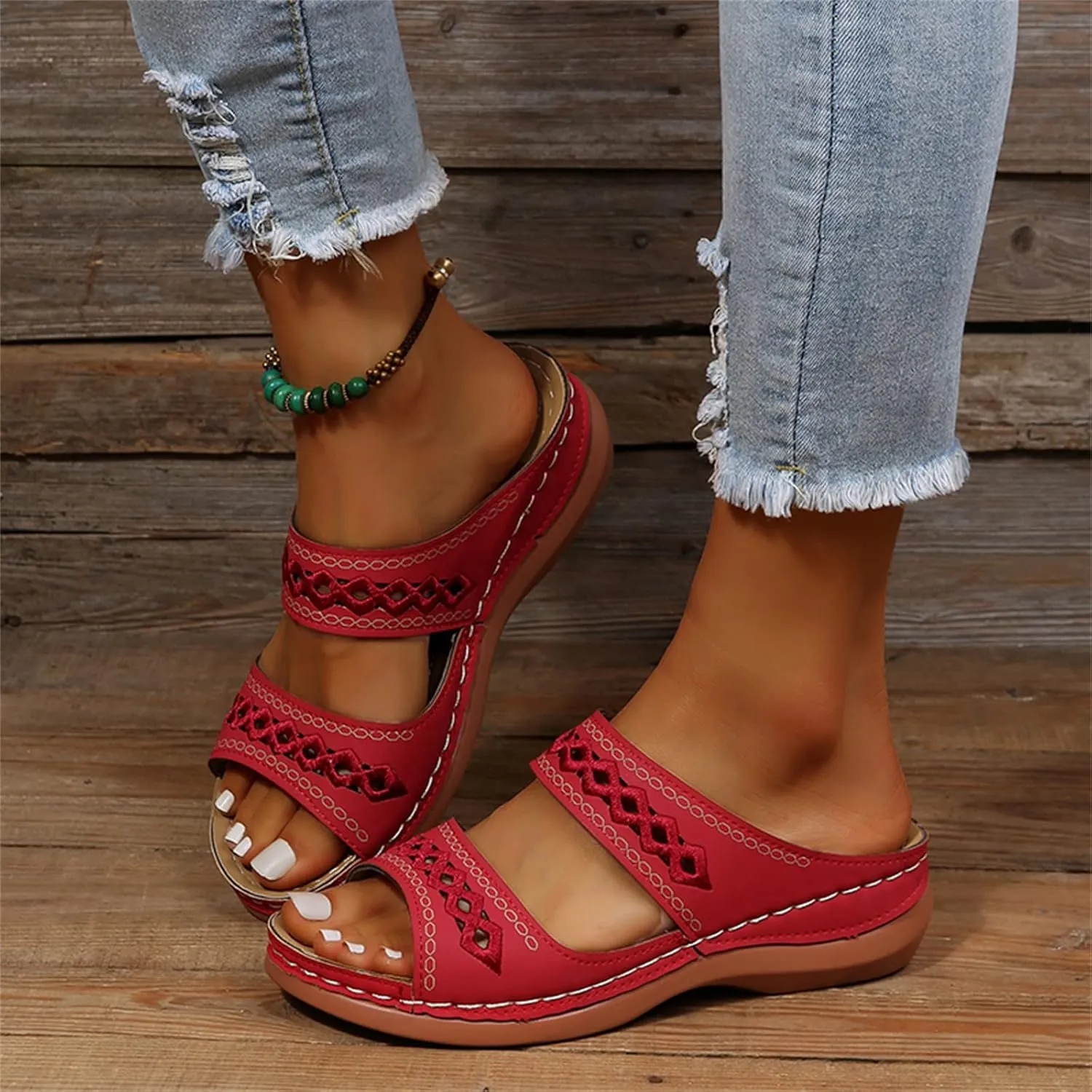Ladmiple Summer Sandals for Women 2023 Dressy Wedge Orthopedic Flip Flops Open Toe Wedges Travel Casual Slip On Sandal