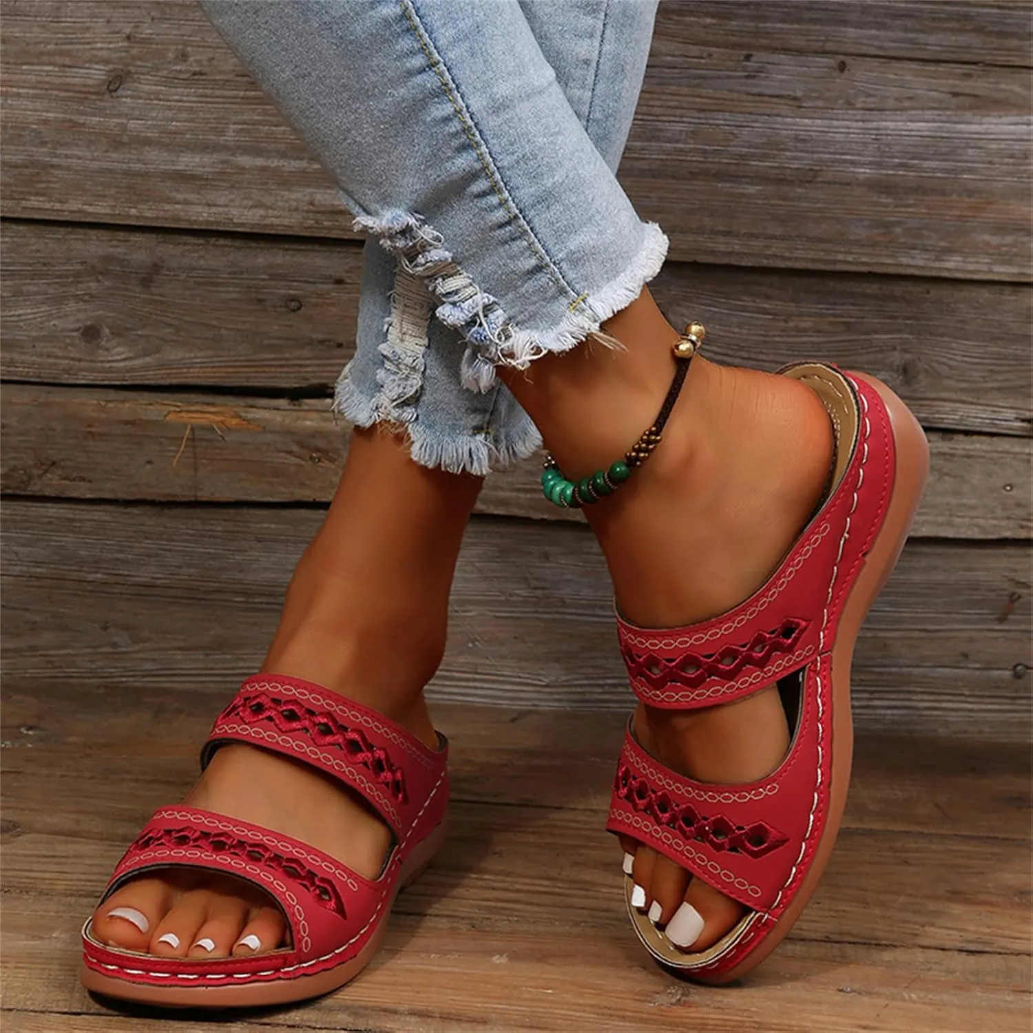 Ladmiple Summer Sandals for Women 2023 Dressy Wedge Orthopedic Flip Flops Open Toe Wedges Travel Casual Slip On Sandal
