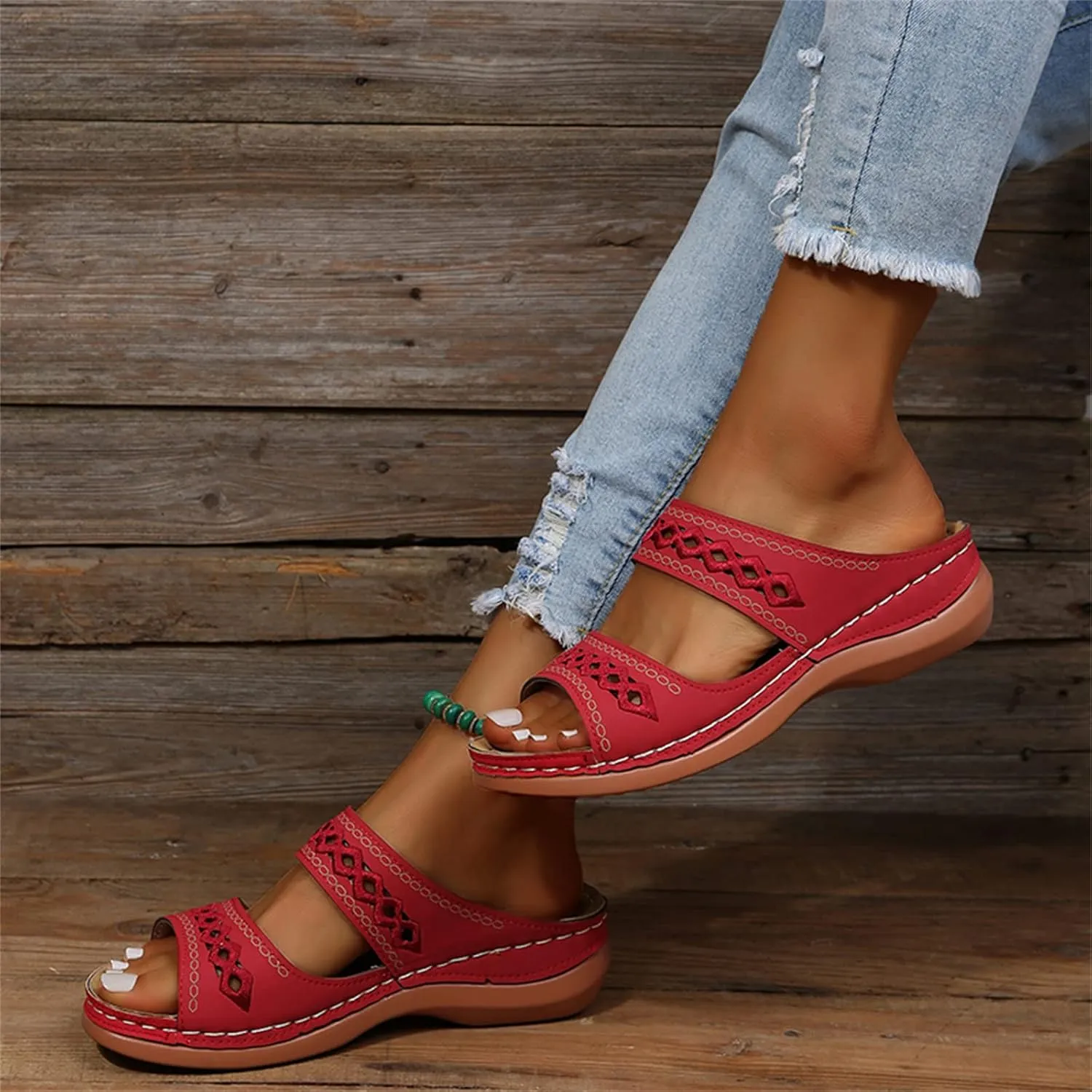 Ladmiple Summer Sandals for Women 2023 Dressy Wedge Orthopedic Flip Flops Open Toe Wedges Travel Casual Slip On Sandal