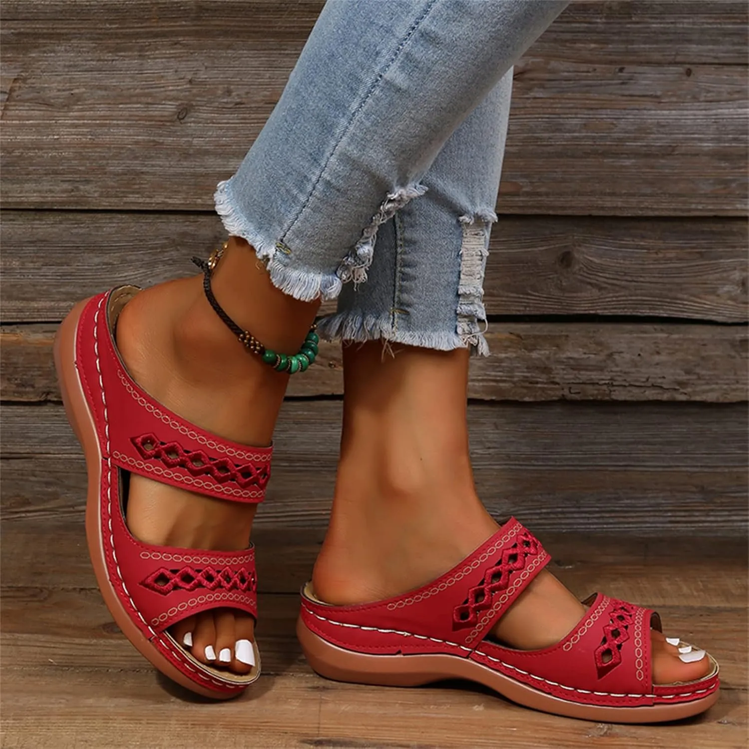Ladmiple Summer Sandals for Women 2023 Dressy Wedge Orthopedic Flip Flops Open Toe Wedges Travel Casual Slip On Sandal