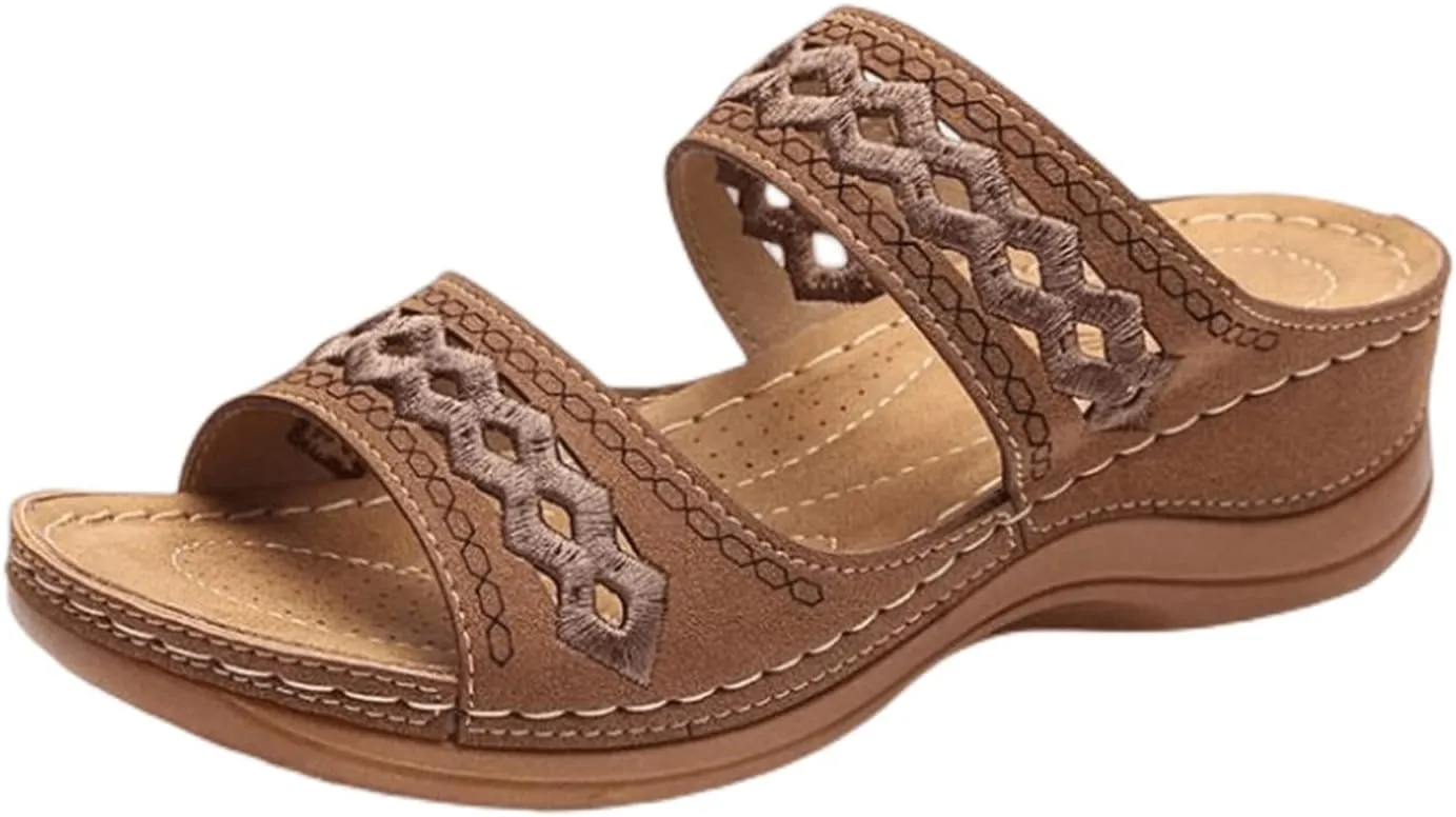 Ladmiple Summer Sandals for Women 2023 Dressy Wedge Orthopedic Flip Flops Open Toe Wedges Travel Casual Slip On Sandal