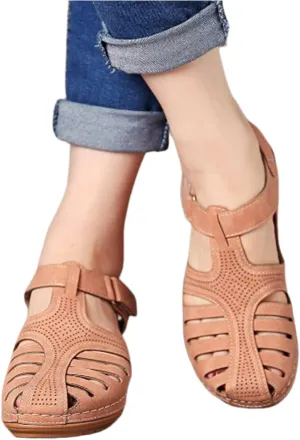 Ladmiple Summer Sandals for Women 2023 Wedge Flip Flops Breathable Ankle Strap Closed Toe Comfortable Orthopedic Shoes