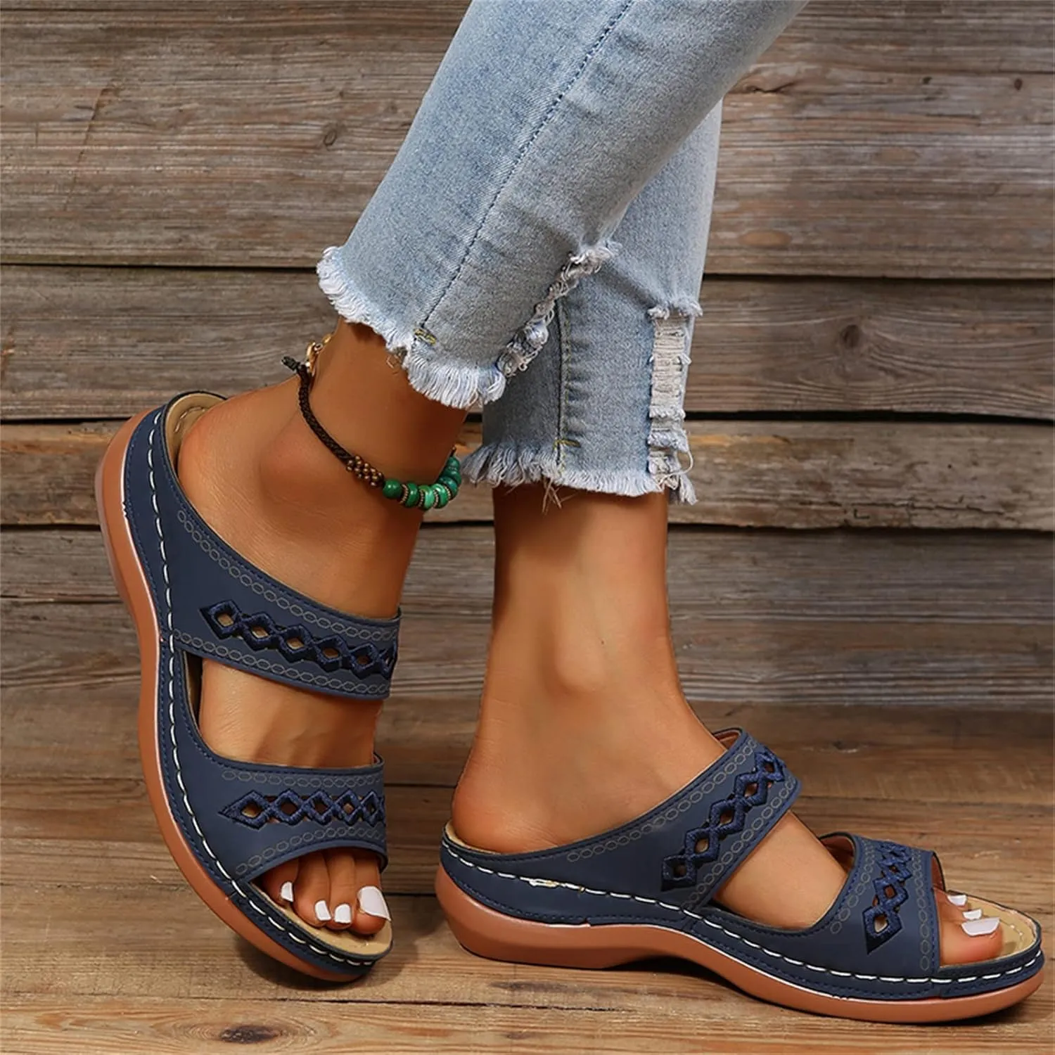 Ladmiple Womens Sandal Comfortable Causal 2023 Summer Flip Flop with Arch Support Beach Roman Open Toe Orthopedic Sandal