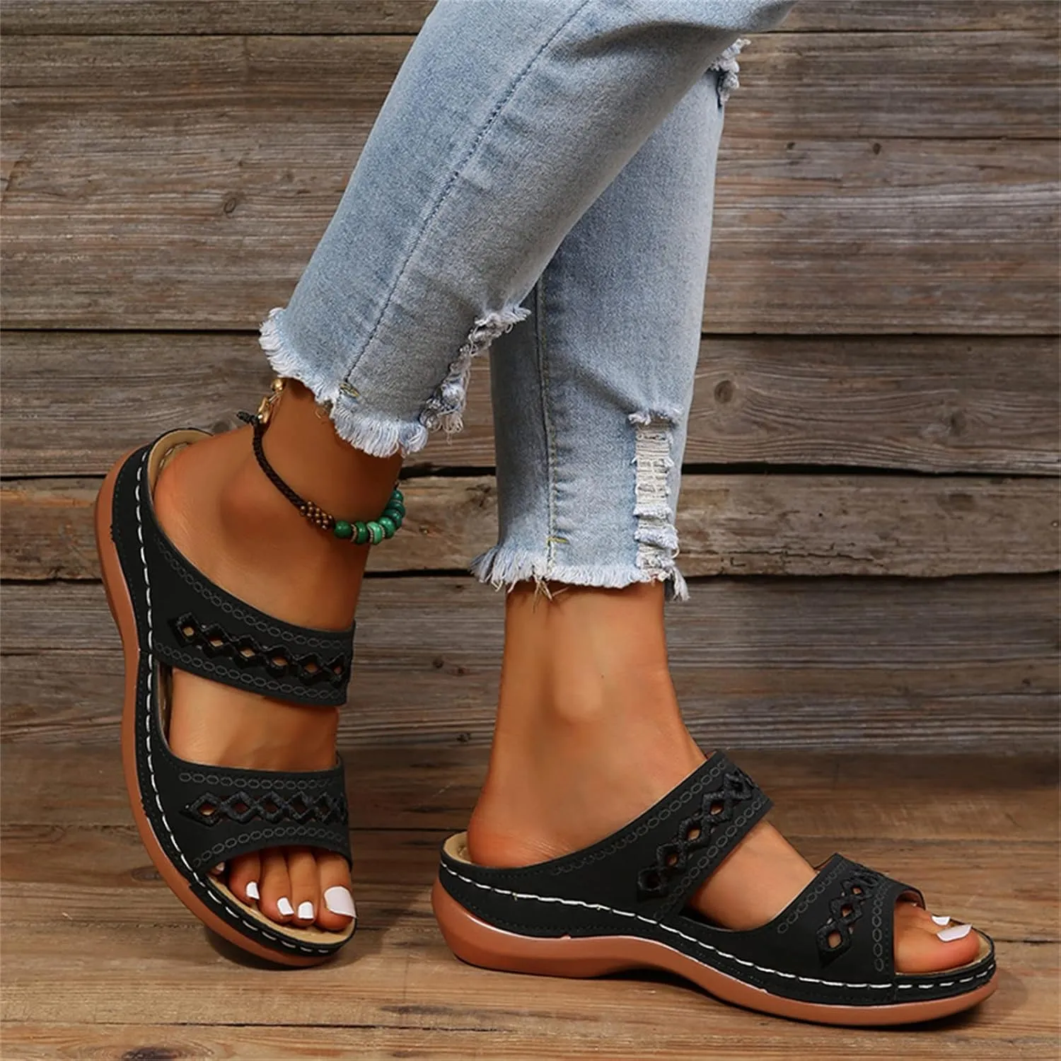 Ladmiple Womens Sandal Comfortable Causal 2023 Summer Flip Flop with Arch Support Beach Roman Open Toe Orthopedic Sandal