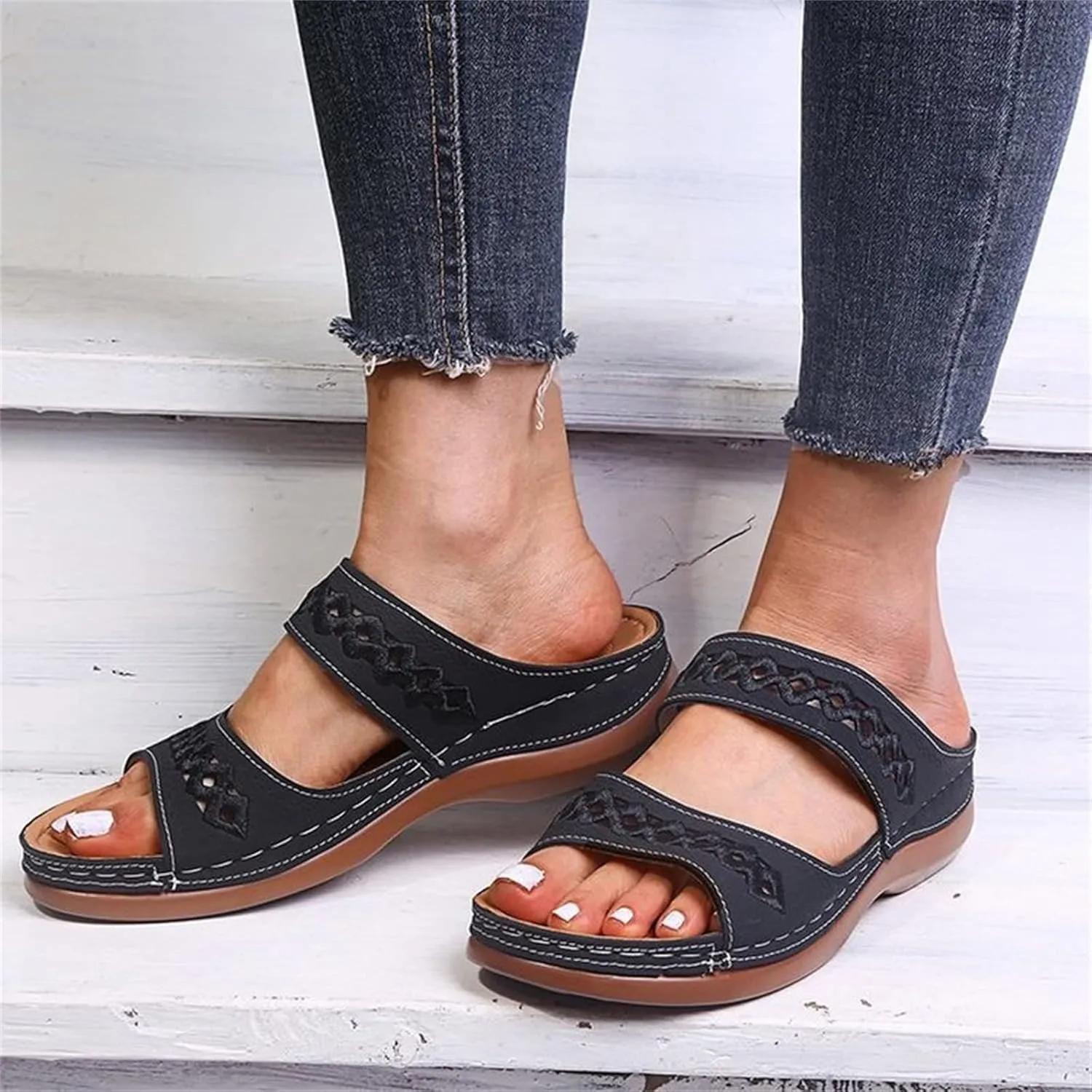 Ladmiple Womens Sandal Comfortable Causal 2023 Summer Flip Flop with Arch Support Beach Roman Open Toe Orthopedic Sandal