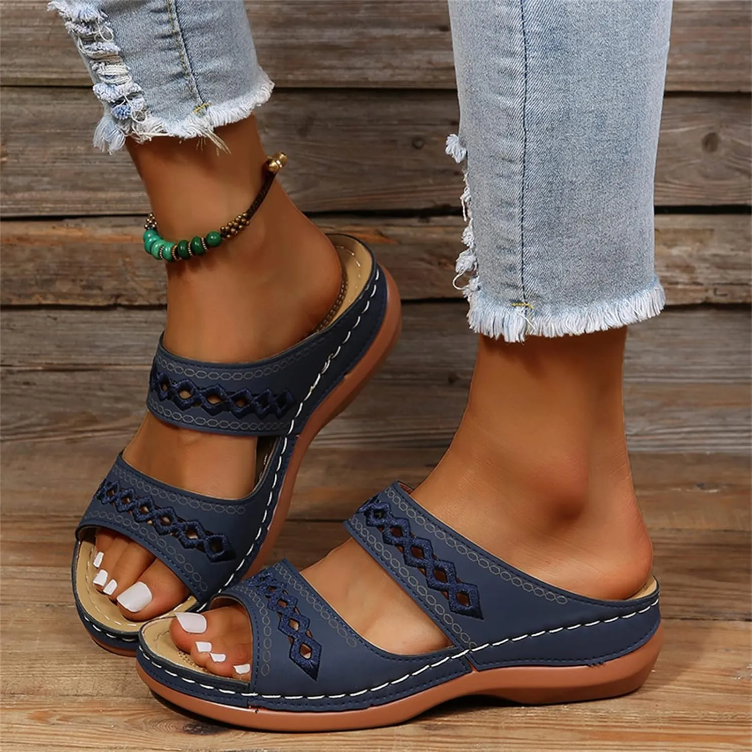 Ladmiple Womens Sandal Comfortable Causal 2023 Summer Flip Flop with Arch Support Beach Roman Open Toe Orthopedic Sandal