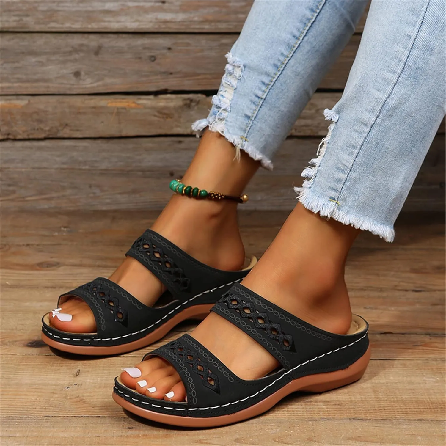 Ladmiple Womens Sandal Comfortable Causal 2023 Summer Flip Flop with Arch Support Beach Roman Open Toe Orthopedic Sandal