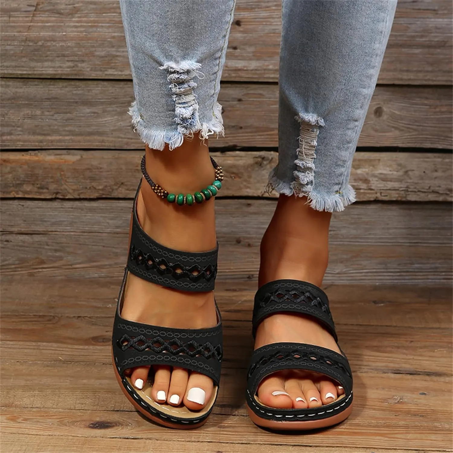 Ladmiple Womens Sandal Comfortable Causal 2023 Summer Flip Flop with Arch Support Beach Roman Open Toe Orthopedic Sandal
