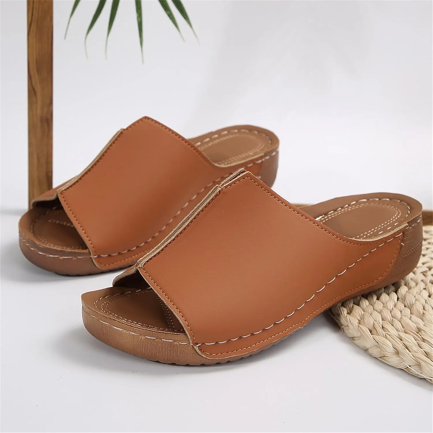 Ladmiple Womens Sandals Comfortable Walking Dressy Fashion Orthotic Slides Slip On Orthopedic Slippers With Arch Support