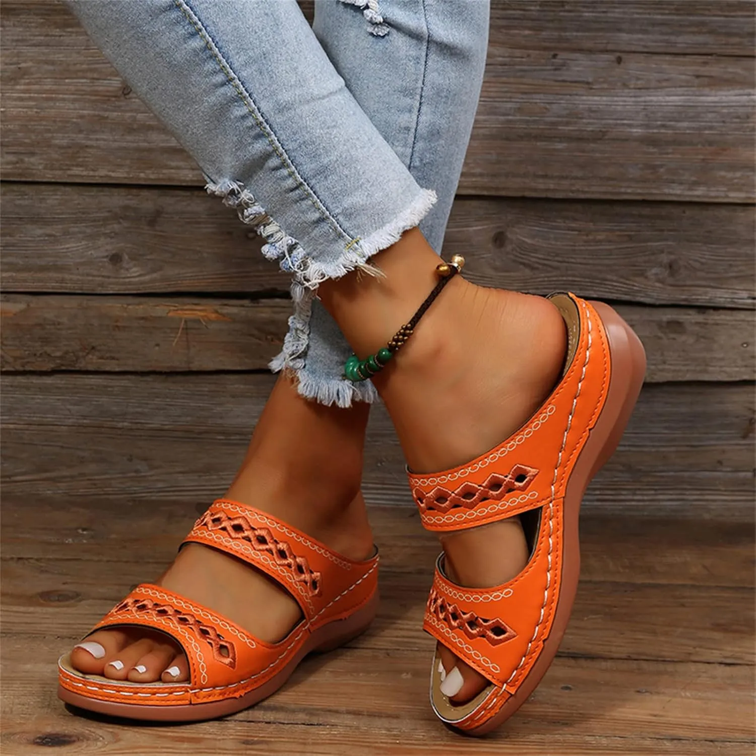 Ladmiple Women's Sandals Comfortable Walking Orthotic Slides Dressy Orthopedic Flip Flops Summer Shoes with Arch Support