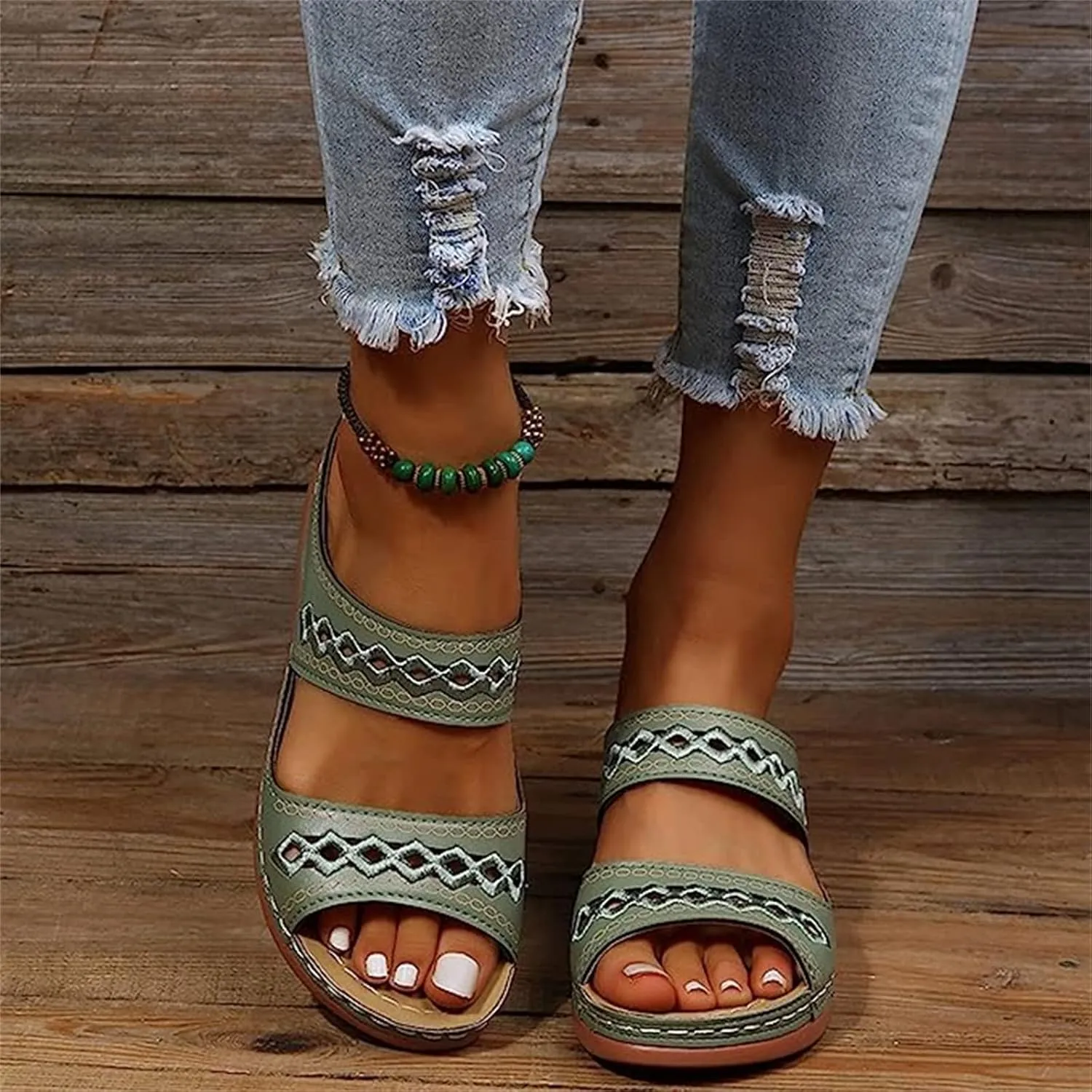 Ladmiple Women's Sandals Comfortable Walking Orthotic Slides Dressy Orthopedic Flip Flops Summer Shoes with Arch Support