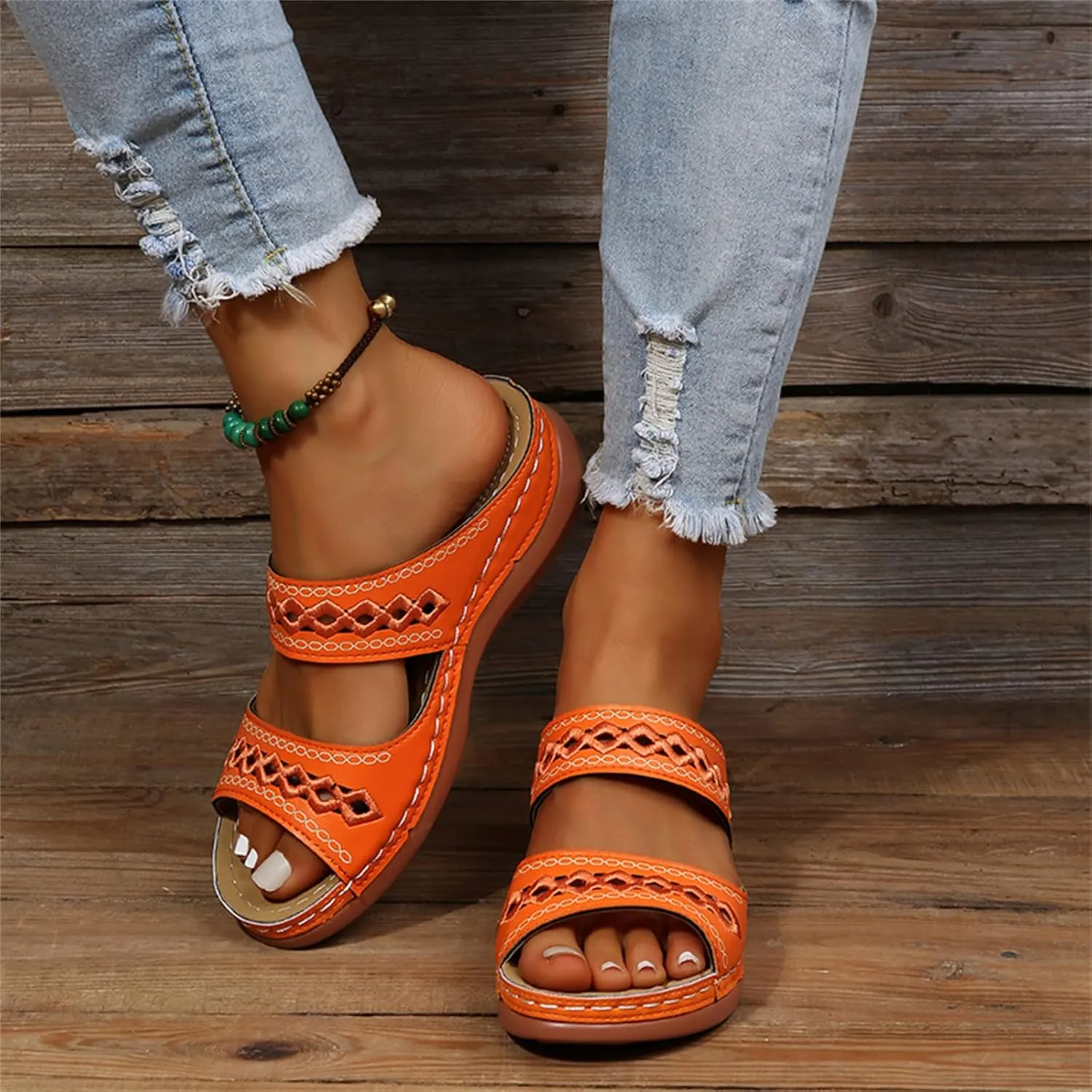 Ladmiple Women's Sandals Comfortable Walking Orthotic Slides Dressy Orthopedic Flip Flops Summer Shoes with Arch Support
