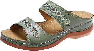 Ladmiple Women's Sandals Comfortable Walking Orthotic Slides Dressy Orthopedic Flip Flops Summer Shoes with Arch Support