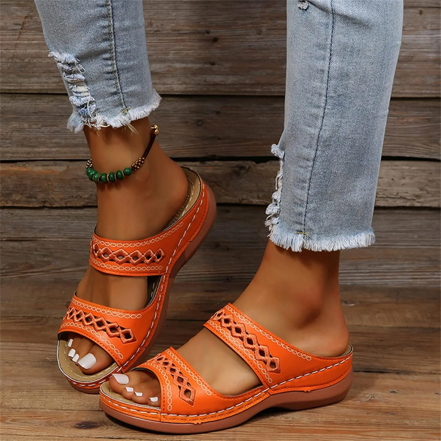 Ladmiple Women's Sandals Comfortable Walking Orthotic Slides Dressy Orthopedic Flip Flops Summer Shoes with Arch Support