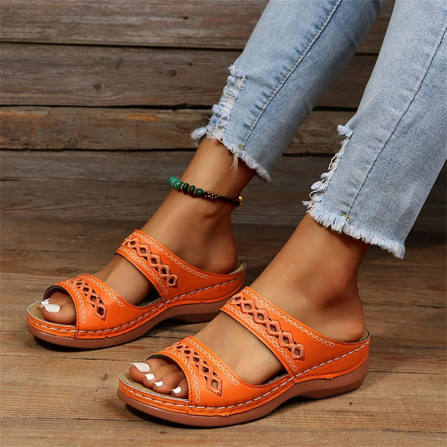 Ladmiple Women's Sandals Comfortable Walking Orthotic Slides Dressy Orthopedic Flip Flops Summer Shoes with Arch Support