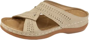 Ladmiple Womens Sandals Dressy Flat Comfortable Orthopedic Walking Slippers Summer Orthotic Flip Flops with Arch Support