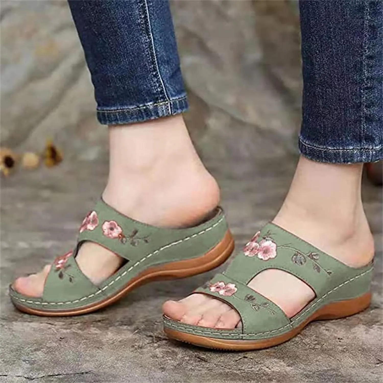 Ladmiple Women's Sandals With Arch Support Orthotic Plantar Fasciitis Orthopedic Slides Slippers Dressy Summer Flip Flops