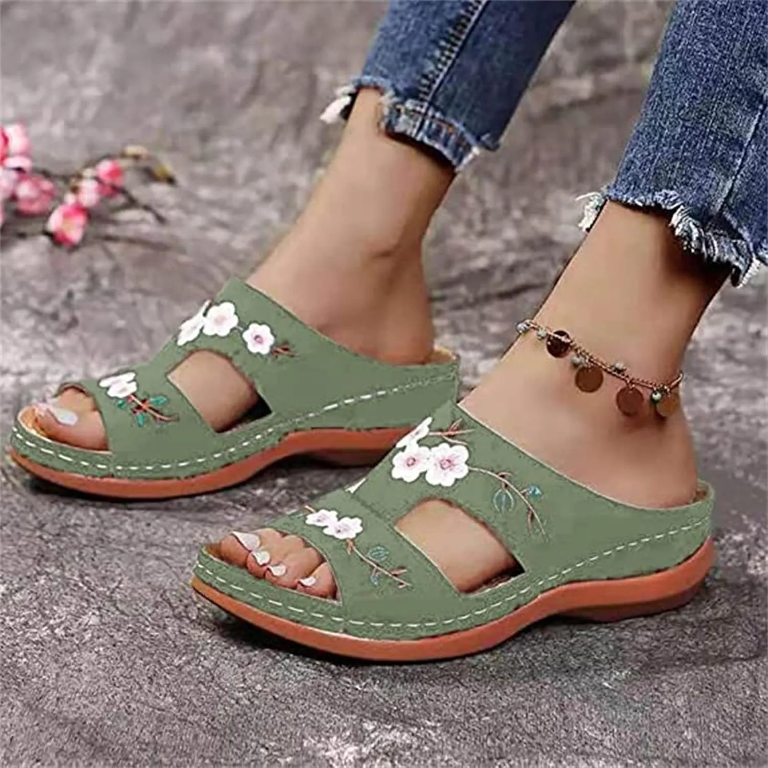Ladmiple Women's Sandals With Arch Support Orthotic Plantar Fasciitis Orthopedic Slides Slippers Dressy Summer Flip Flops